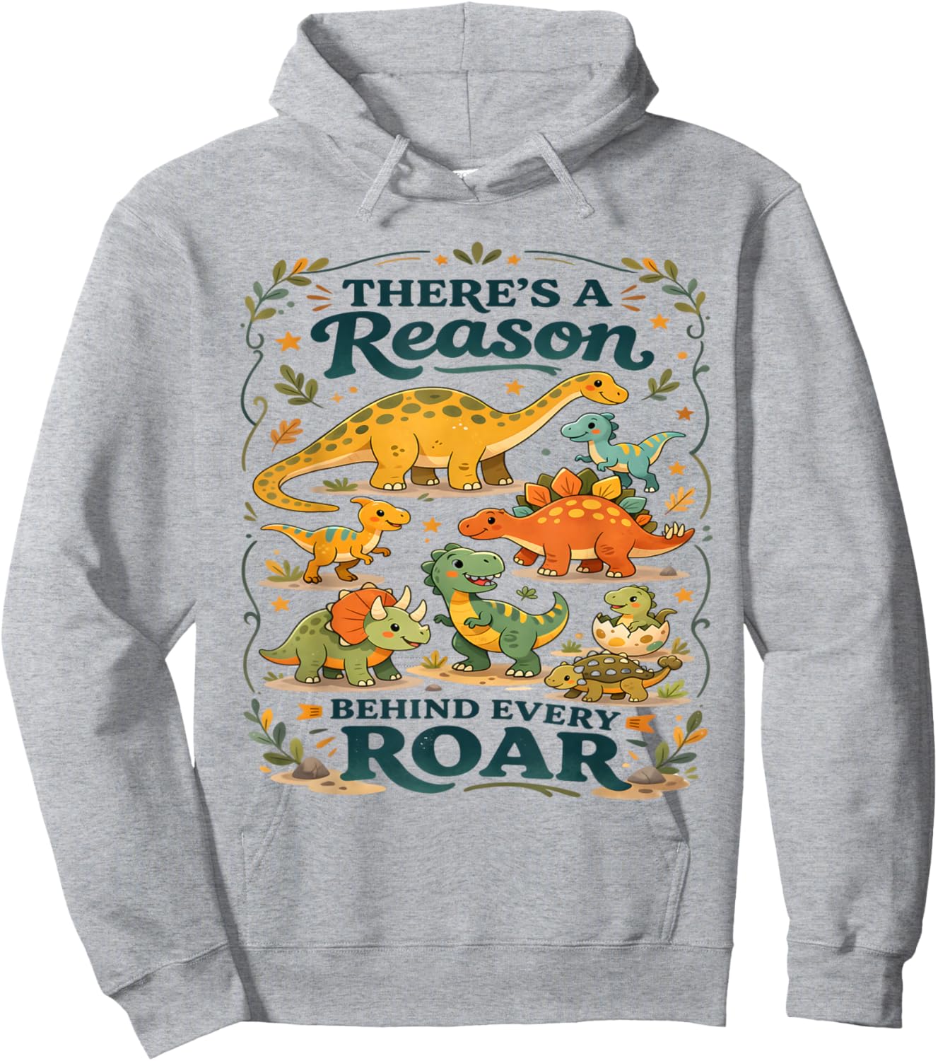 There’s A Reason Behind Every Roar Autism Dinosaur Funny Kid Hoodie - Hoodie | Ash