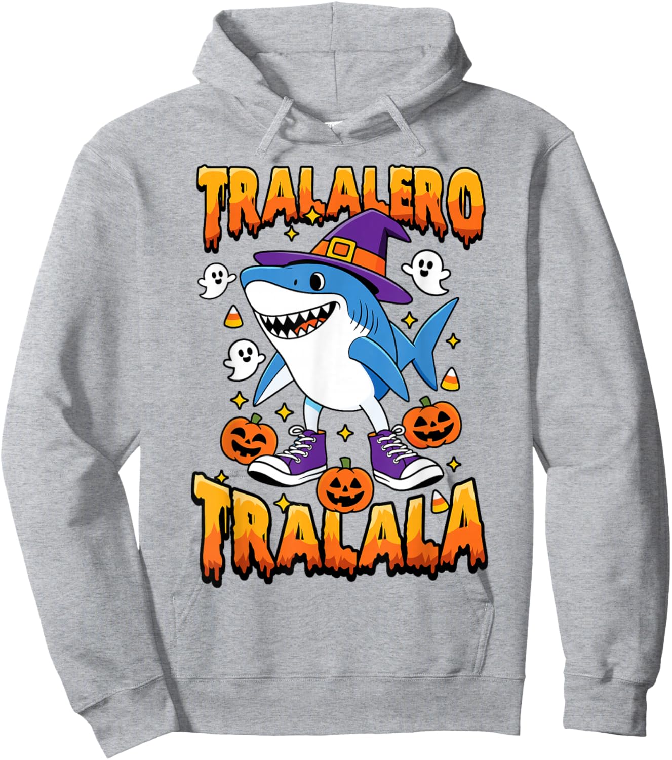 Halloween Shark Tralalero Tralala Italian Brainrot Meme Kids Hoodie - Hoodie | Ash