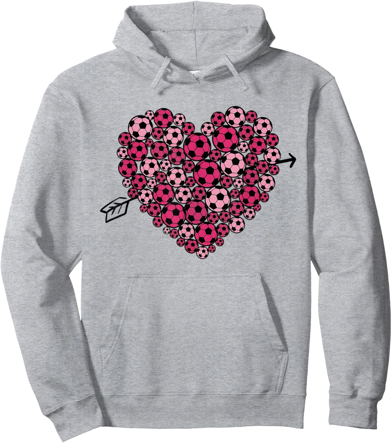 Valentine's Day Soccer Heart Sports Lover Women Girls Kids Hoodie - Hoodie | Ash
