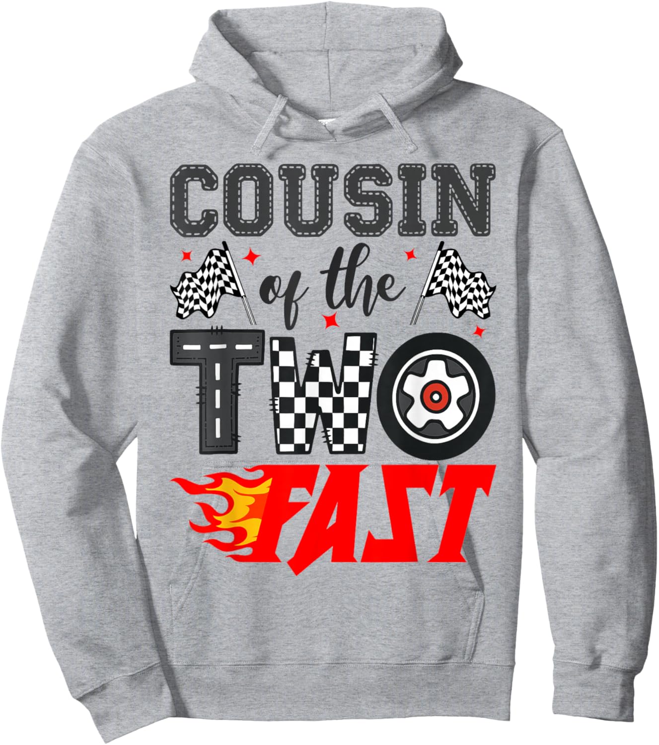 Cousin of The Two Fast Second Birthday Racing Car Hoodie - Hoodie | Ash