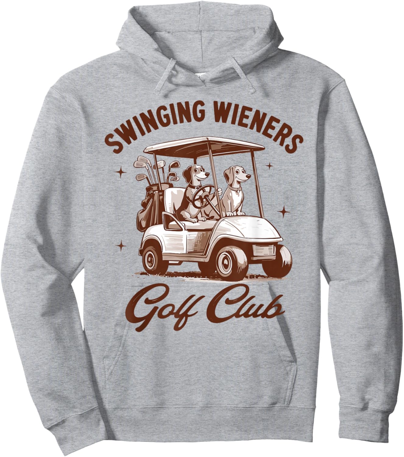 Swinging Wieners Funny Dachshund Golf Humor Hoodie - Hoodie | Ash