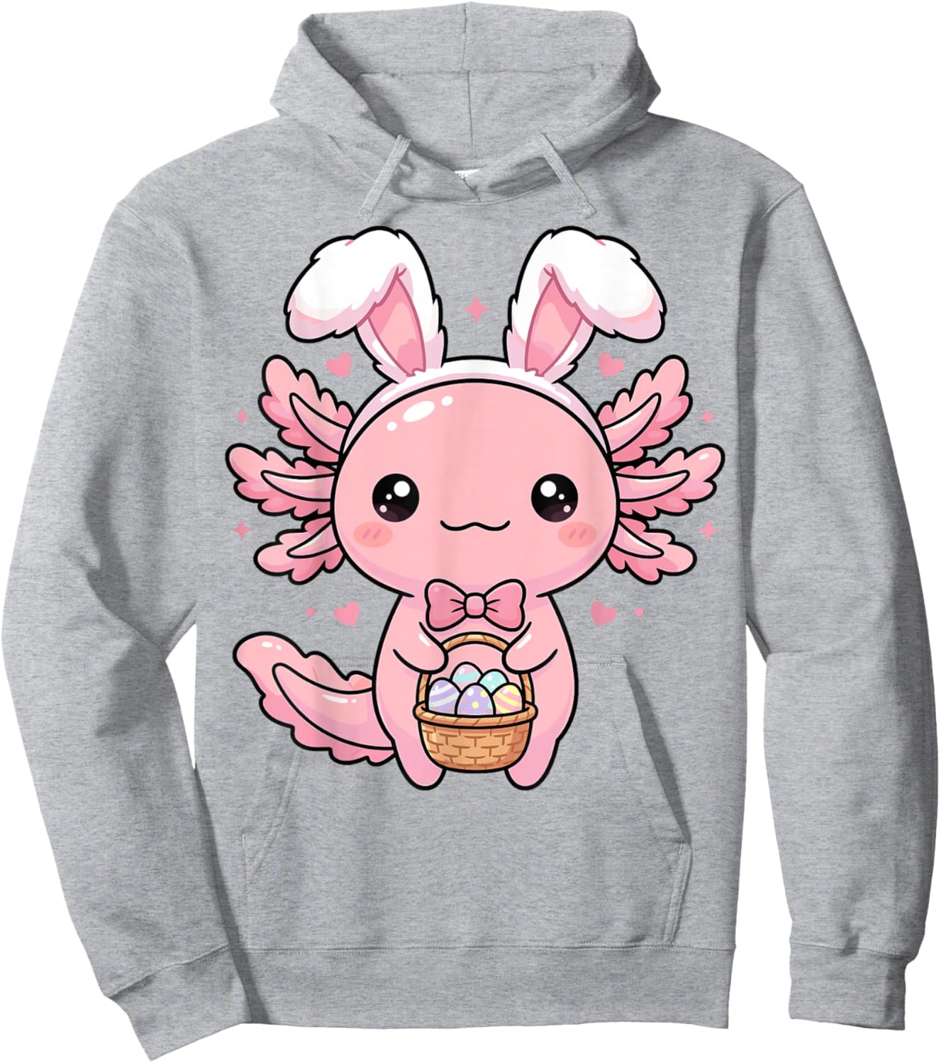 Axolotl Bunny Eggs Cute Girls Kids Boys Toddlers Easter Day Hoodie - Hoodie | Ash