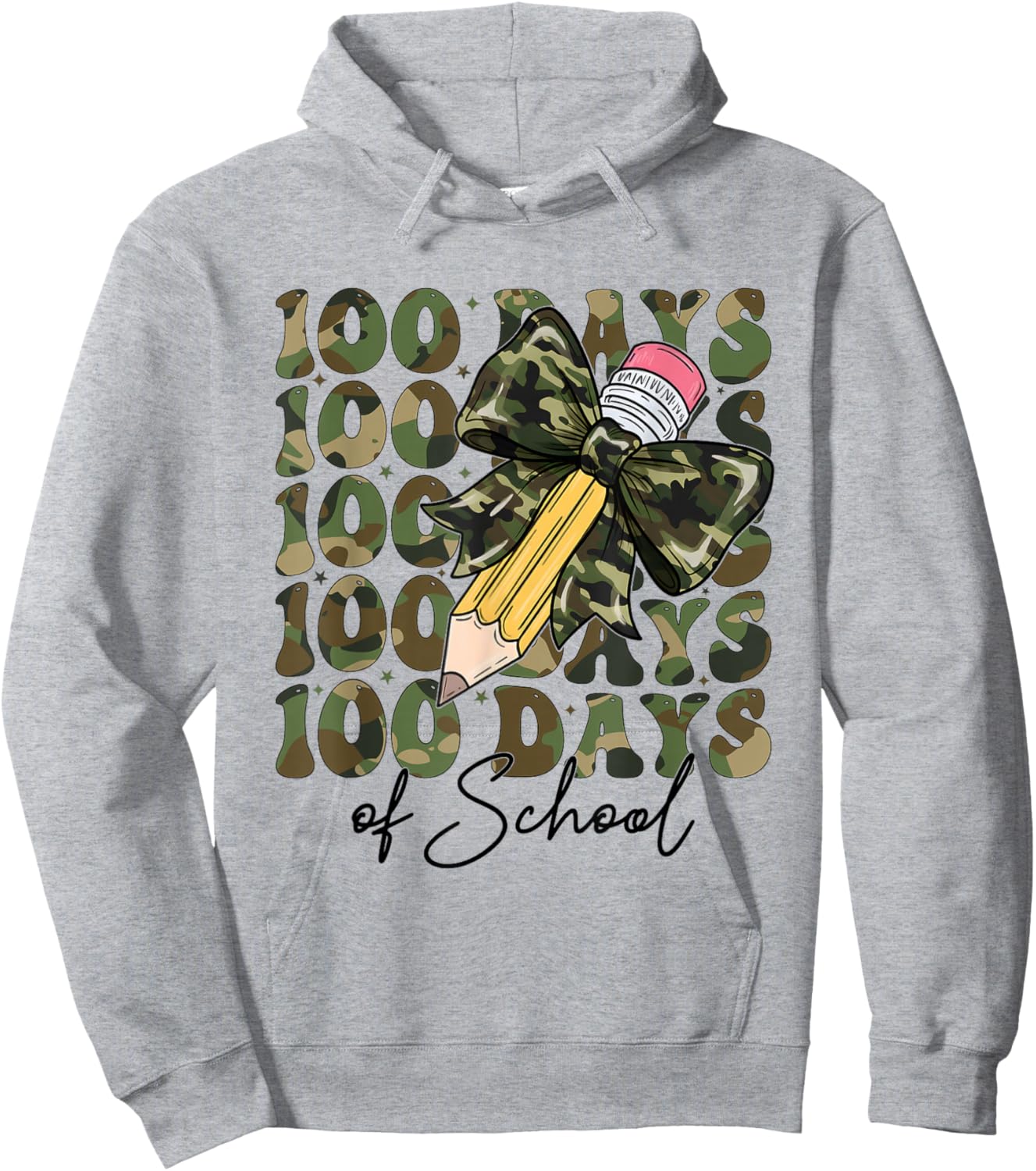 Military Style 100 Days of School Coquette Bow Military Hoodie - Hoodie | Ash