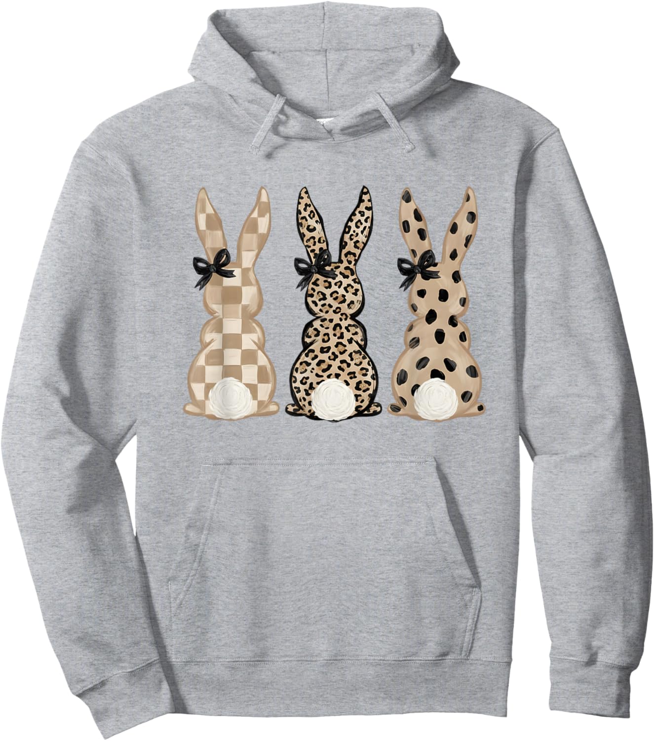 Cute Pink Leopard Eggs Happy Easter Bunny Rabbit Hoodie - Hoodie | Ash
