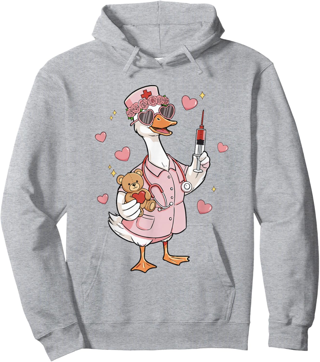 Pediatric Nurse Valentine's Day Funny Silly Goose Peds Hoodie - Hoodie | Ash