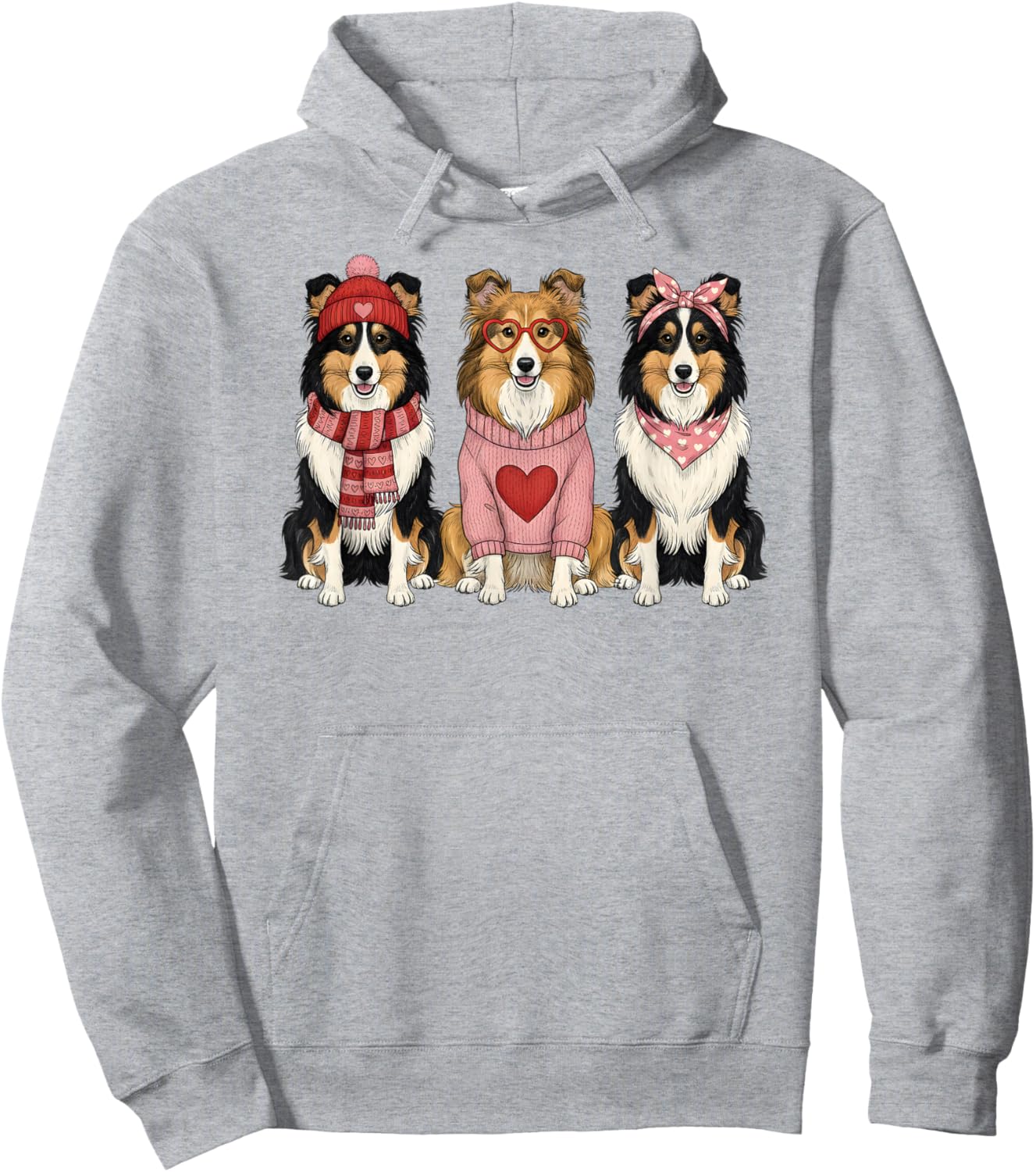 Cute Shetland Sheepdog Valentine Sheltie Dog Hoodie - Hoodie | Ash