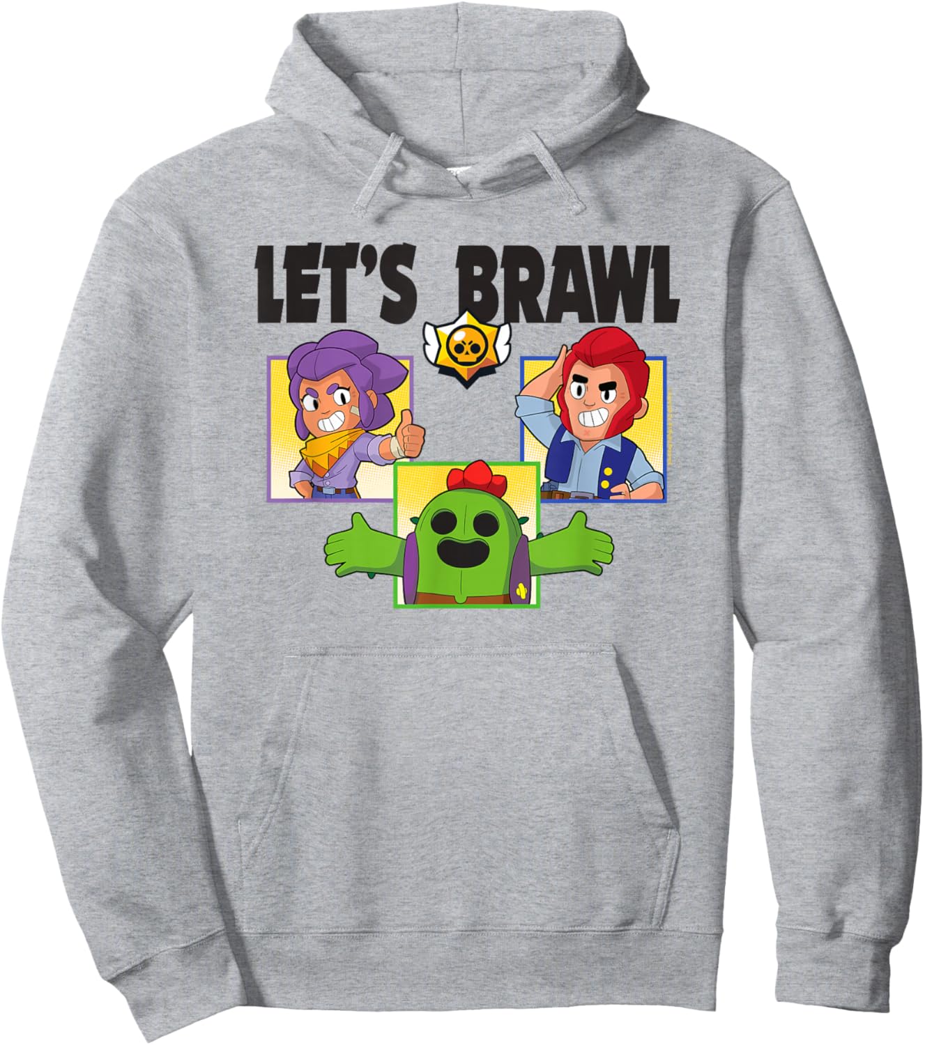 Brawl Stars Let's Brawl Colt Spike and Shelly Group Shot Hoodie - Hoodie | Ash