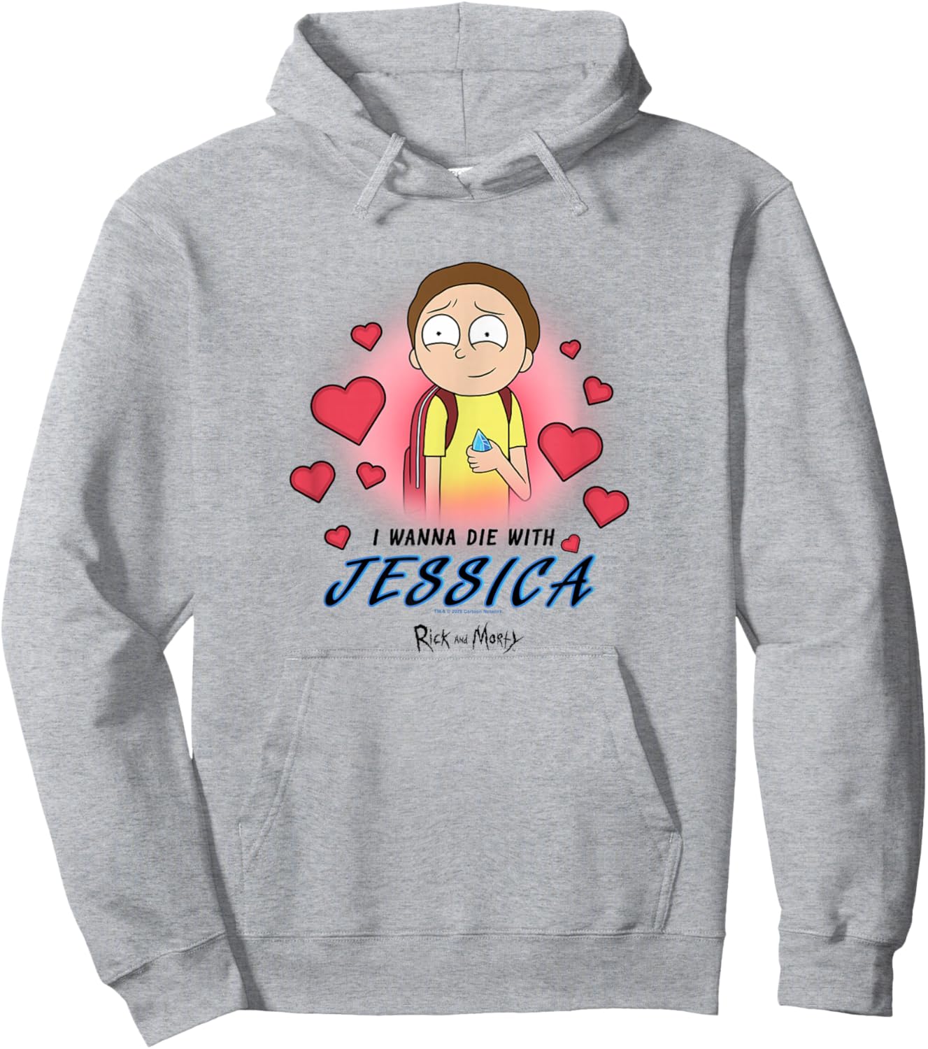 Rick and Morty Die with Jessica Valentine's Hearts Cartoon Hoodie - Hoodie | Ash