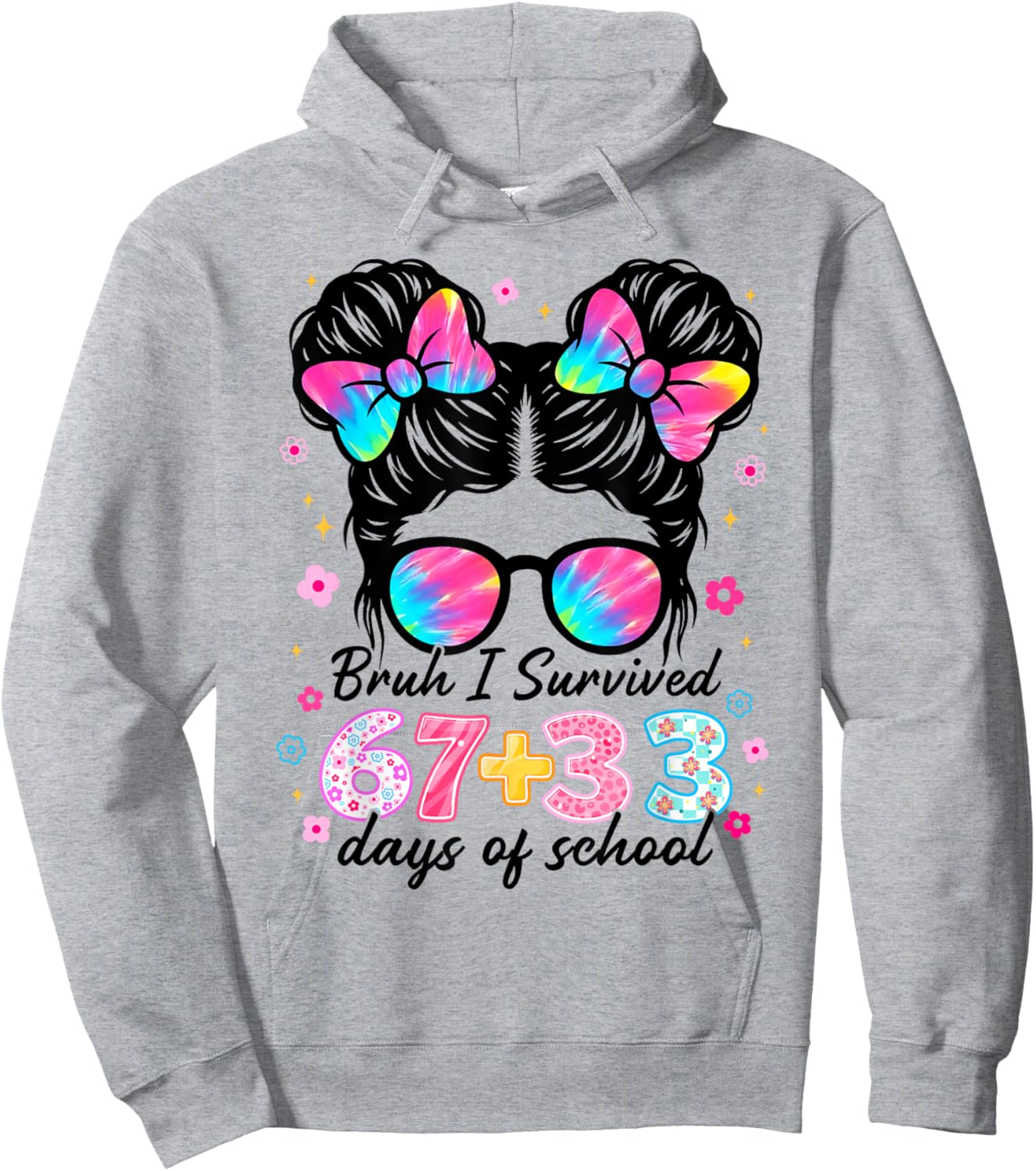 Bruh I Survived 67 33 Days of School 100 Days for Kids Girls Hoodie - Hoodie | Ash