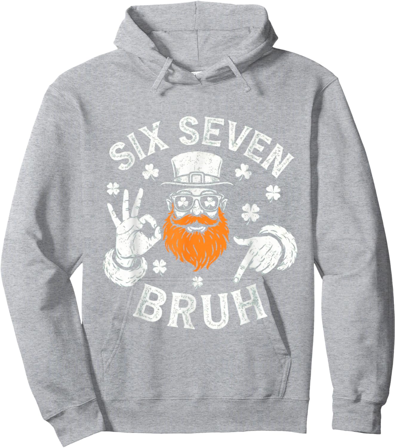 Boys st Patricks Day 67 Leprechaun Hands Six Seven Bruh Kids Hoodie - Hoodie | Ash