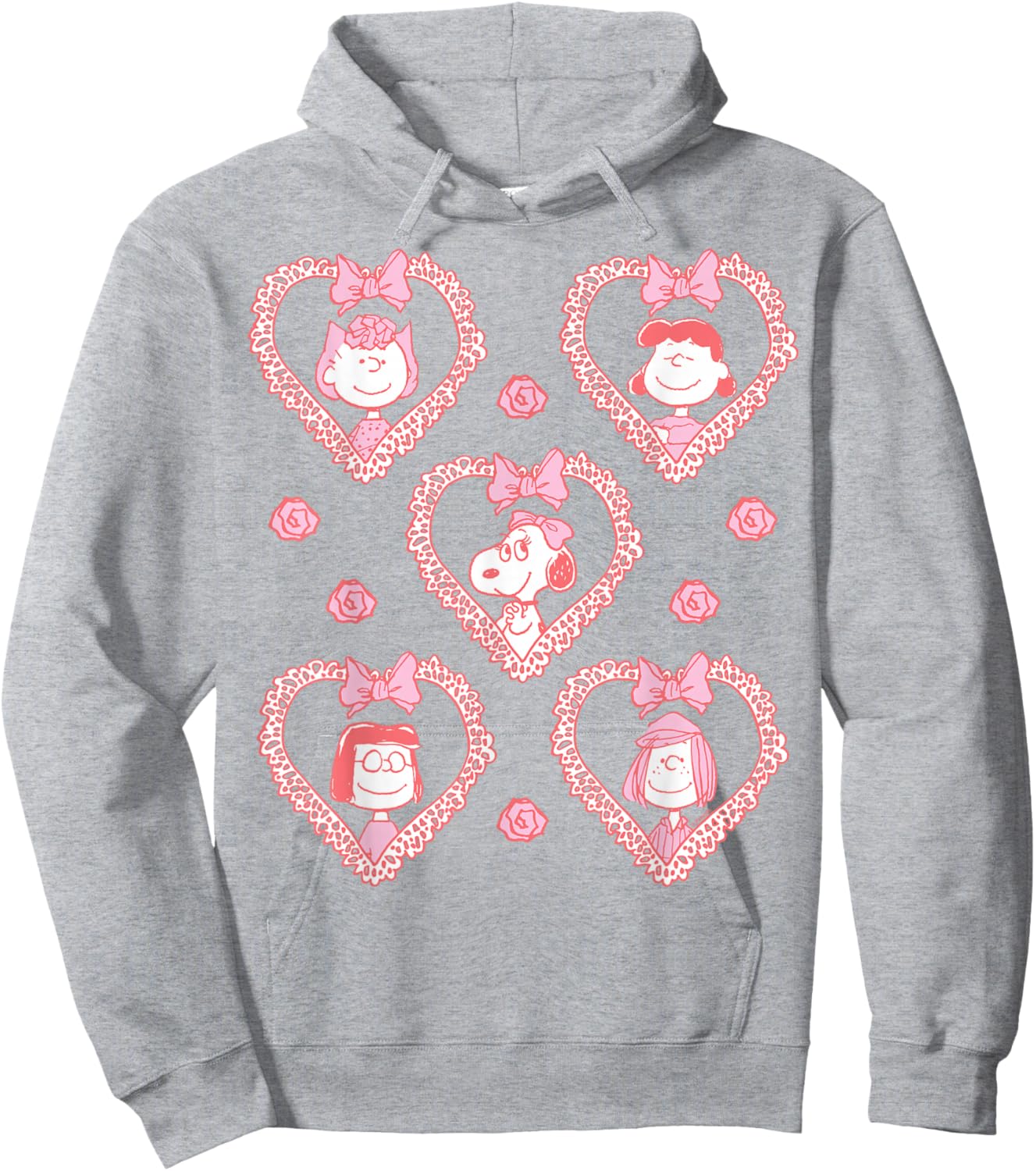 Coquette Hearts Snoopy and Friends Hoodie - Hoodie | Ash