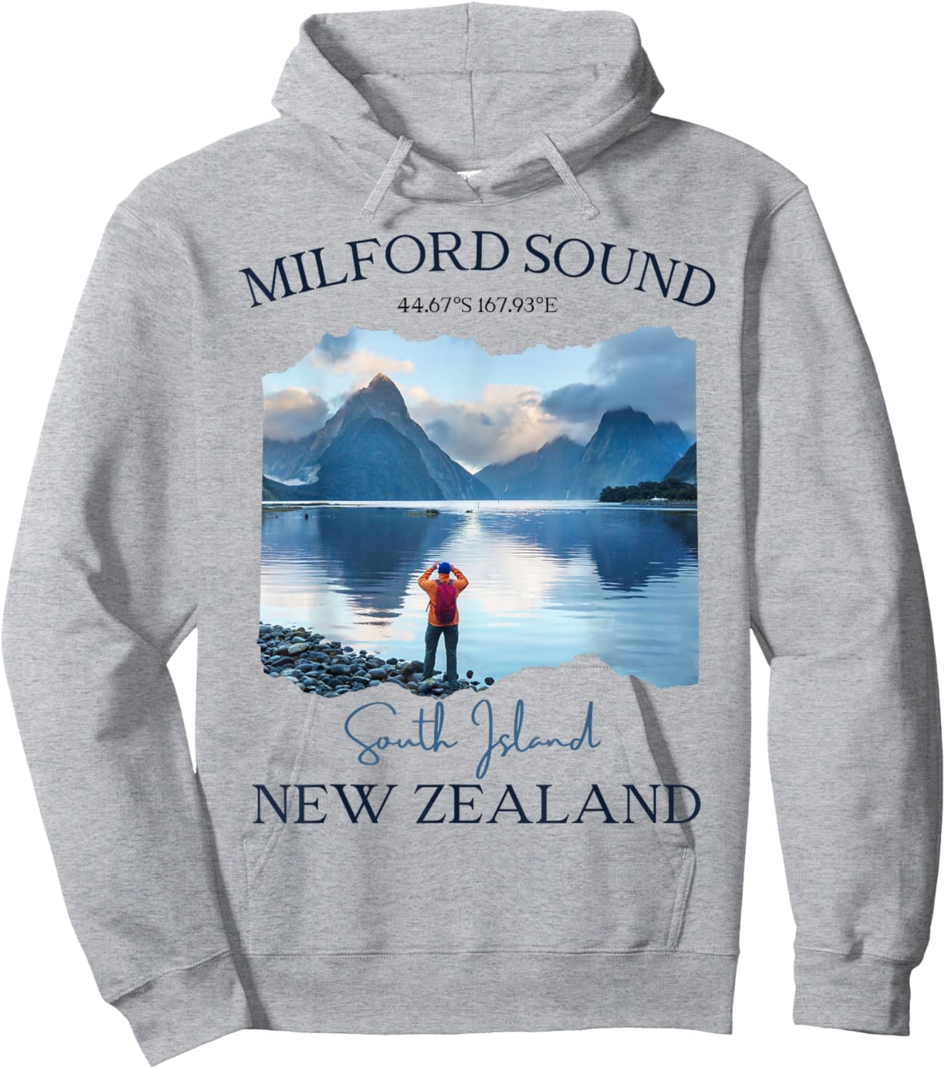 Milford Sound Fjord Hiking Souvenir Tourist Vacation Men Kid Hoodie - Hoodie | Ash