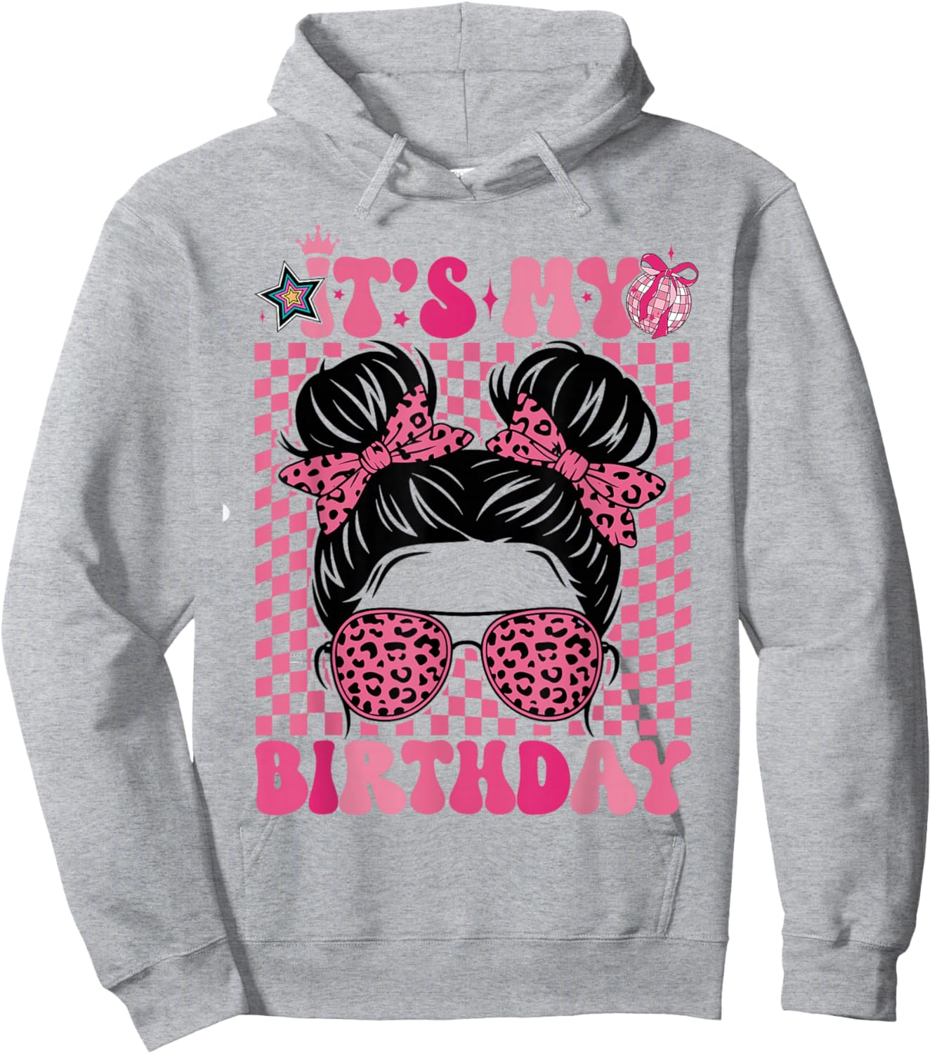 It's My Birthday Girls Women Messy Bun Pink Coquette Bow Hoodie - Hoodie | Ash