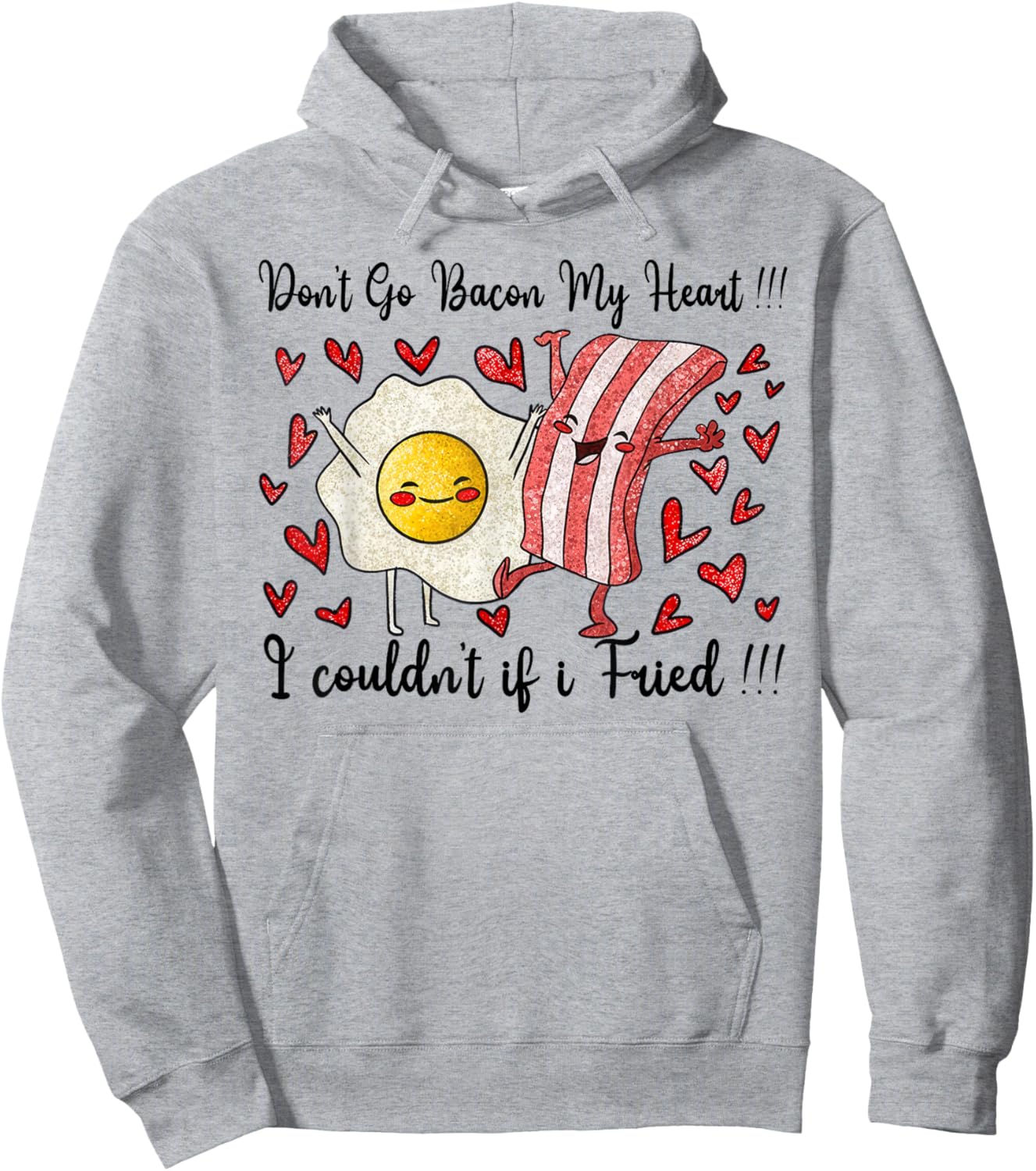 Bacon and Eggs Valentine's Day Hoodie - Hoodie | Ash