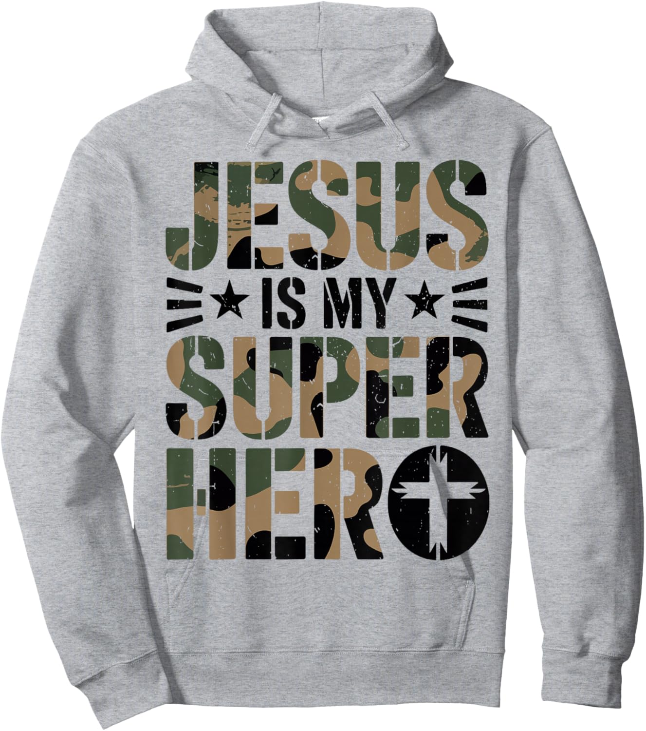 Toddler Camo Jesus is My Superhero Christian Camouflage Boys Hoodie - Hoodie | Ash