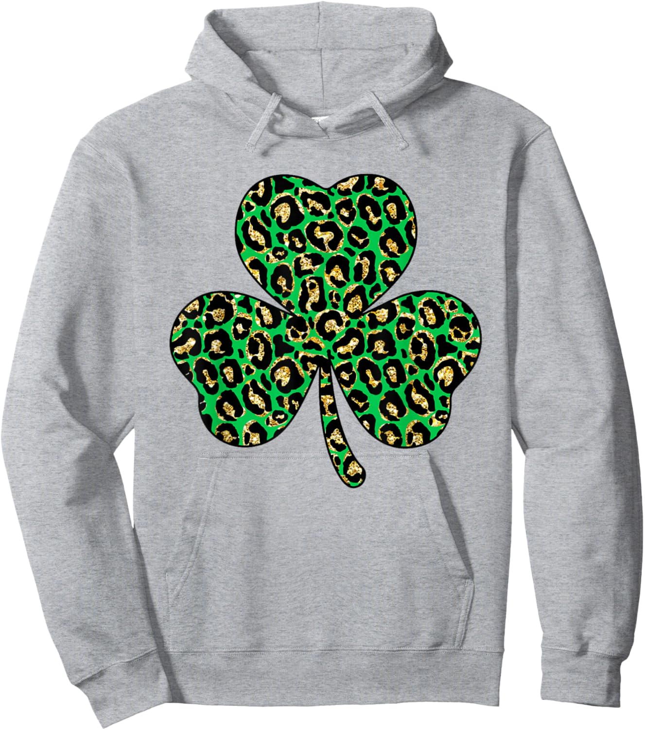 Lucky Clover Shamrock Cheetah Leopard Plaid St. Patricks Day Hoodie - Hoodie | Ash