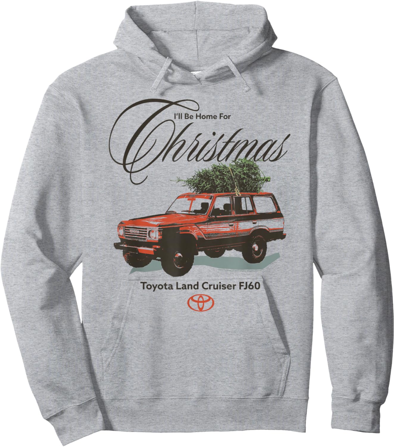 Toyota I'll Be Home for Christmas Toyota Land Cruiser FJ60 Hoodie - Hoodie | Ash