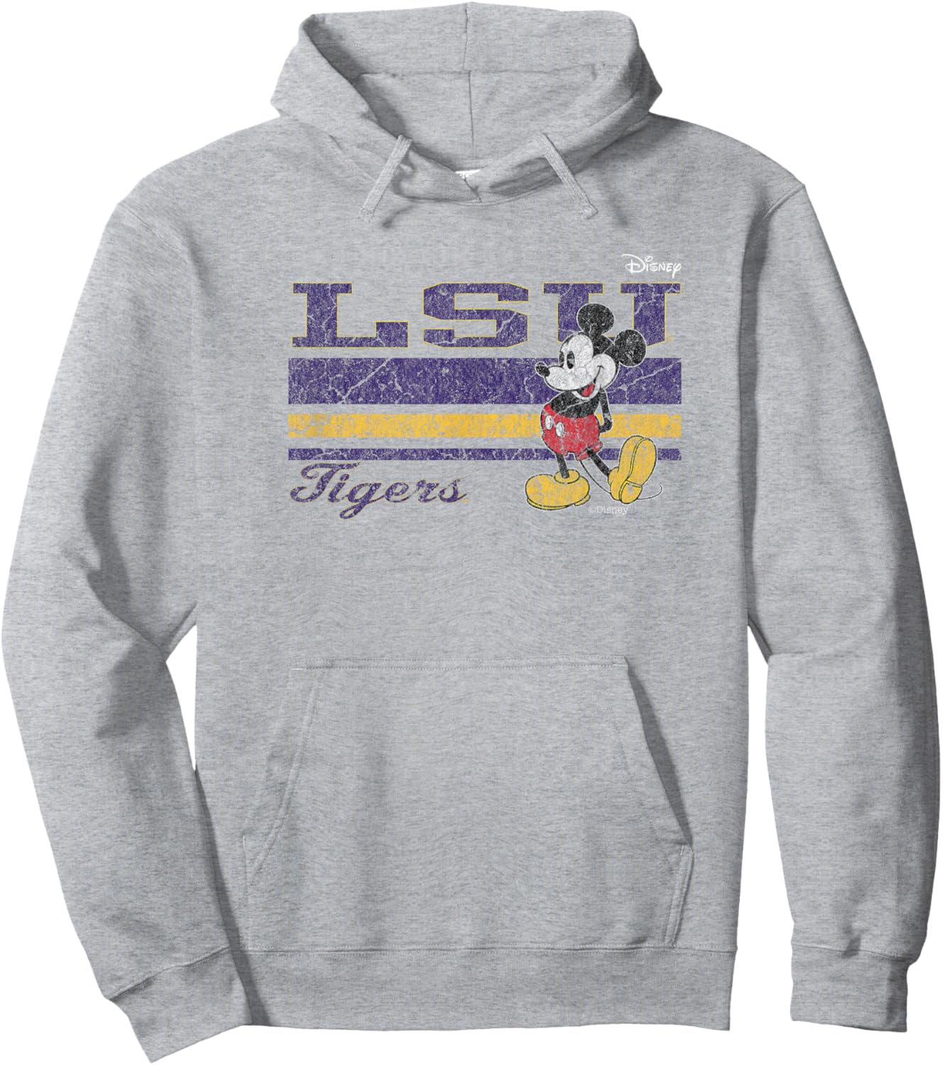 LSU Tigers Mickey Mouse Vintage Gray Officially Licensed Hoodie - Hoodie | Ash