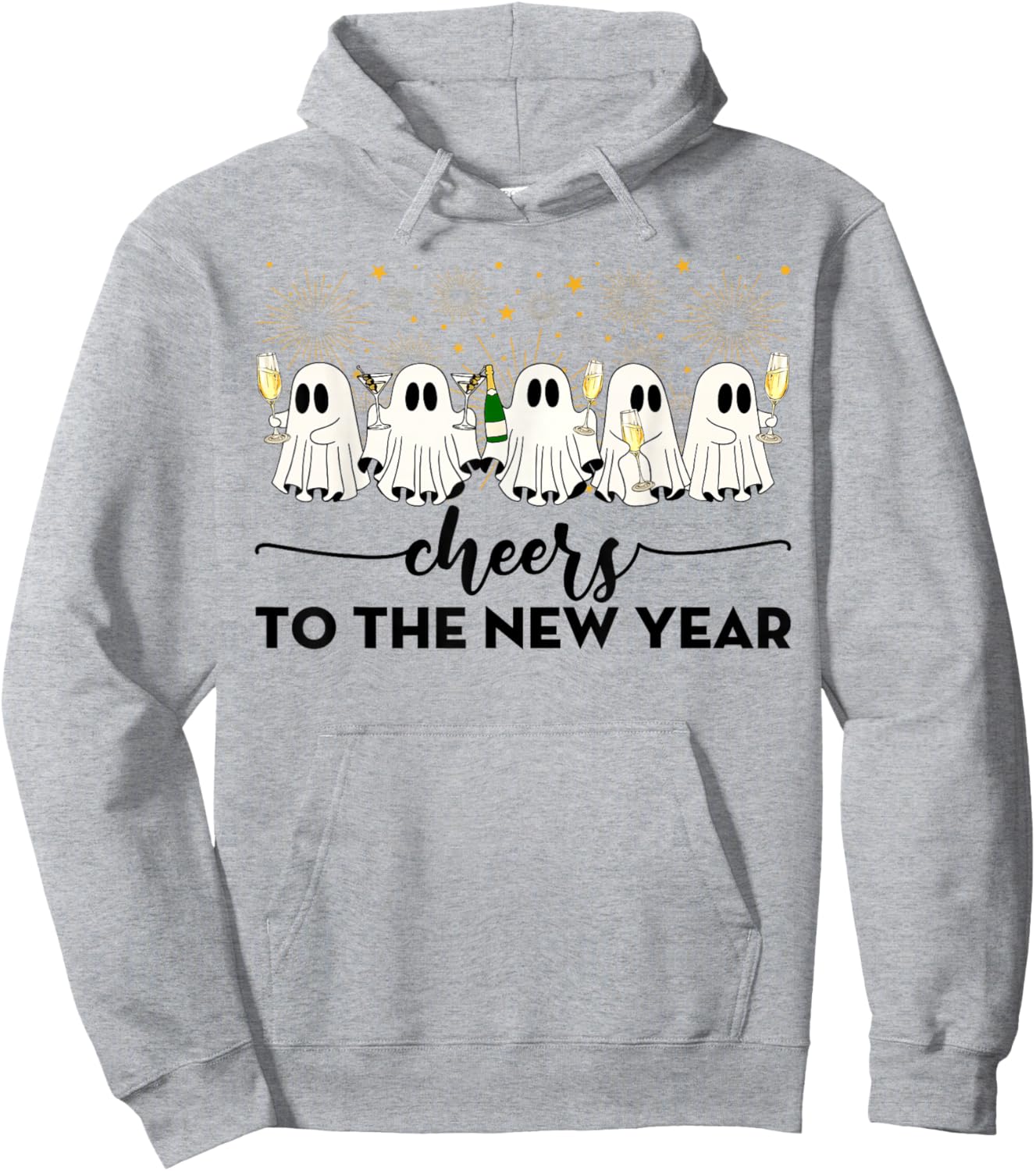 Cheers to The New Year Ghosts Drinking Champagne NYE 2026 Hoodie - Hoodie | Ash