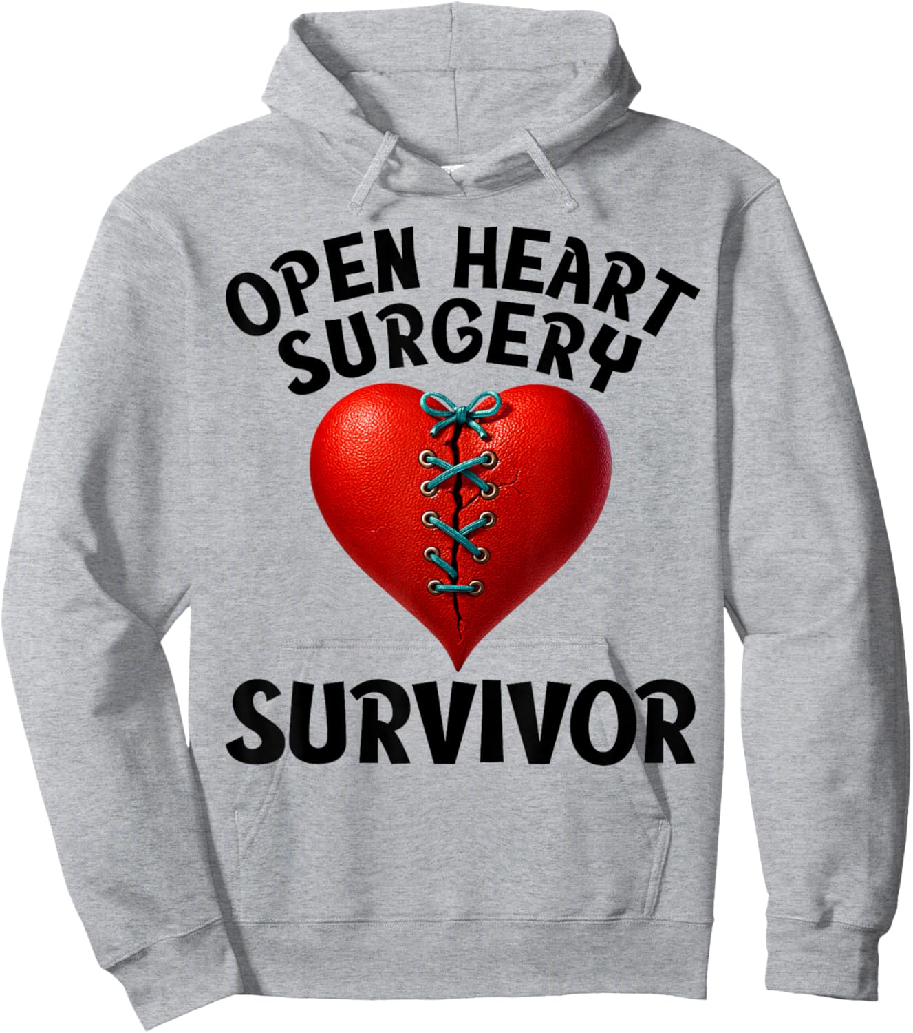 Open Heart Surgery Survivor Stitched Heart Men Women Hoodie - Hoodie | Ash