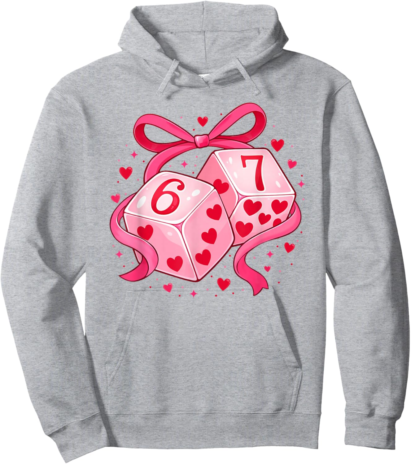 Preppy 67 Six Seven Dice 67 Meme Women Girls Valentines Day Hoodie - Hoodie | Ash