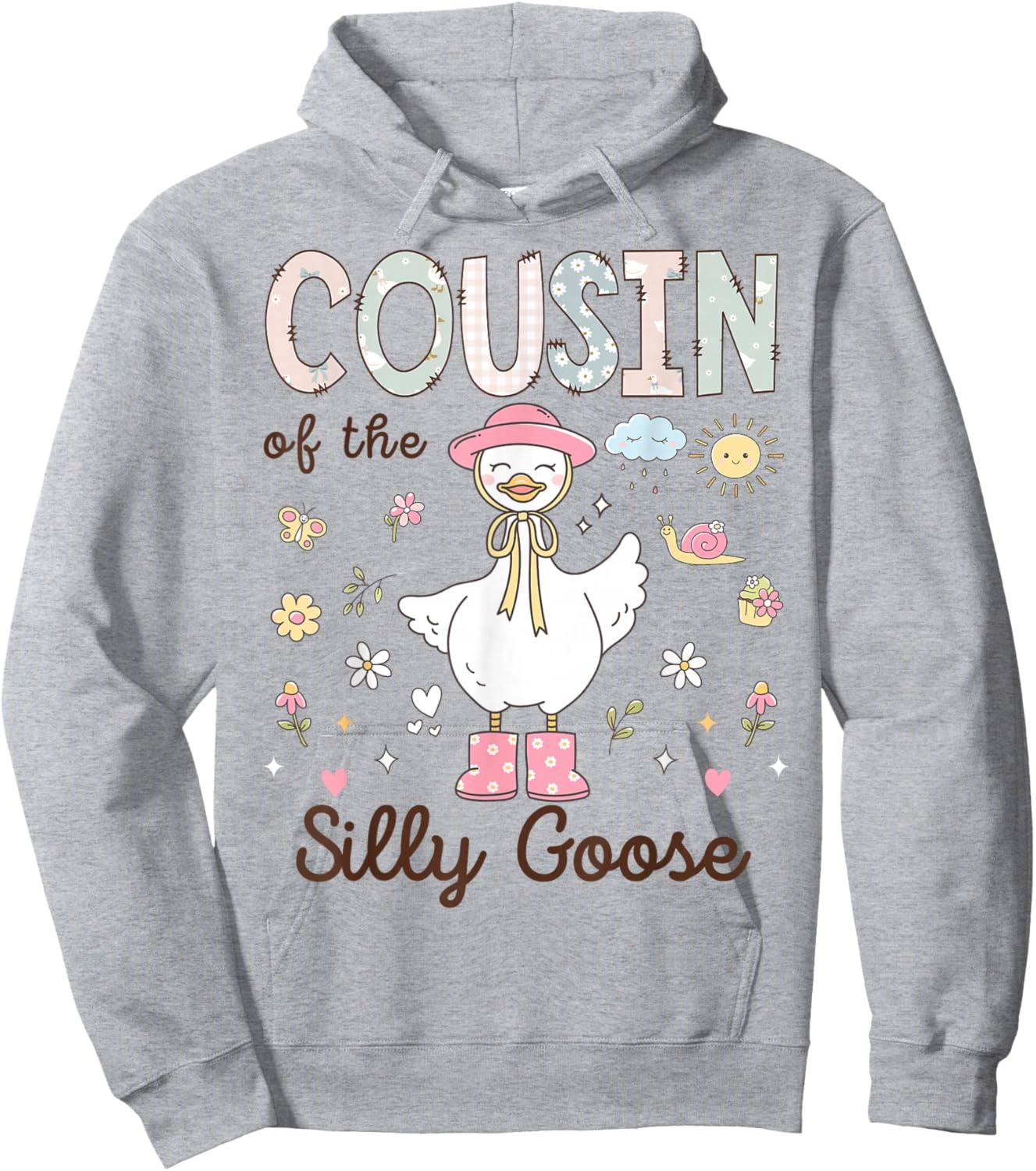 Cousin of The Silly Goose First Birthday Girl Family Hoodie - Hoodie | Ash