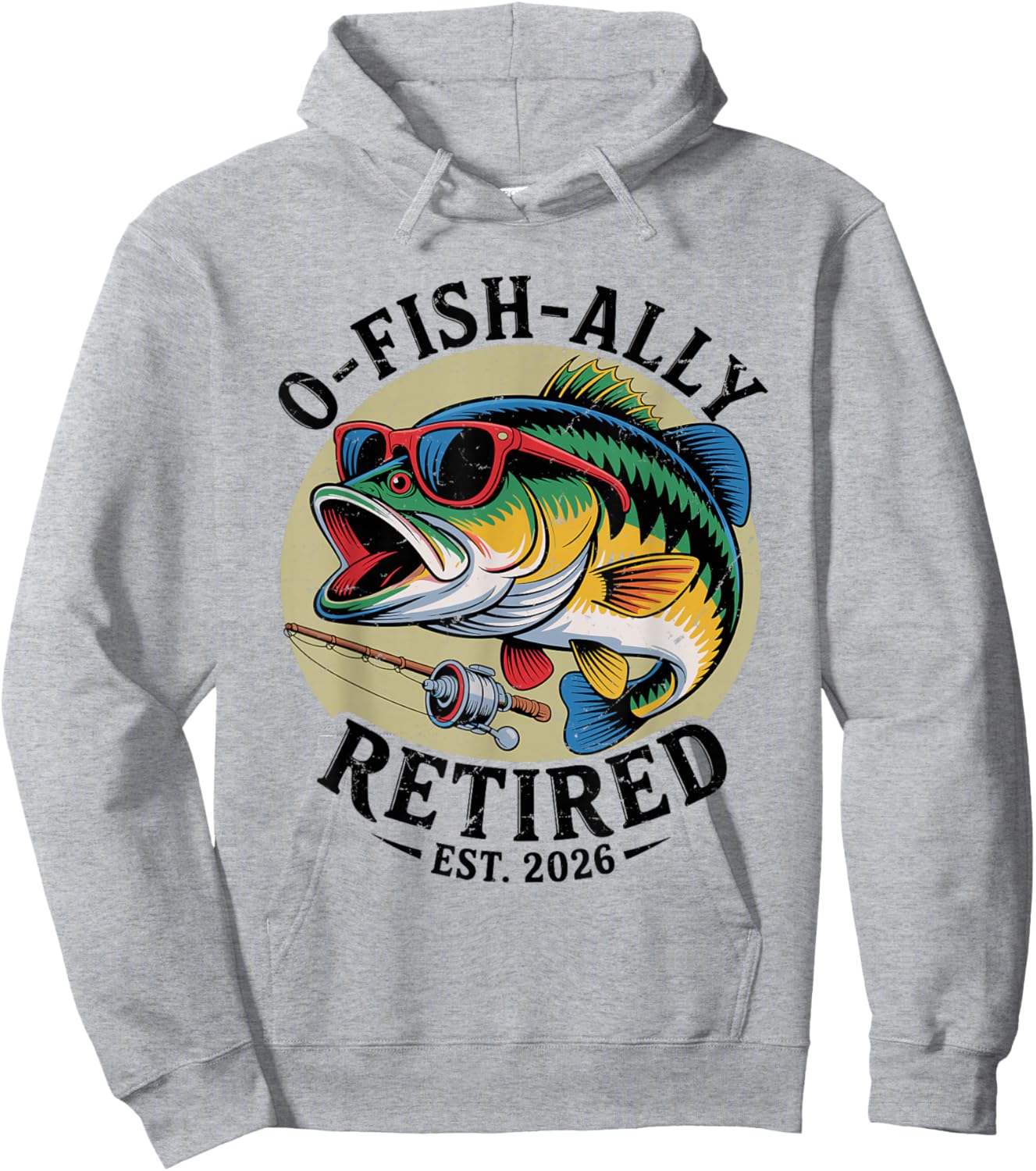 Ofishally Retired 2026 Fisherman Retirement Hoodie - Hoodie | Ash