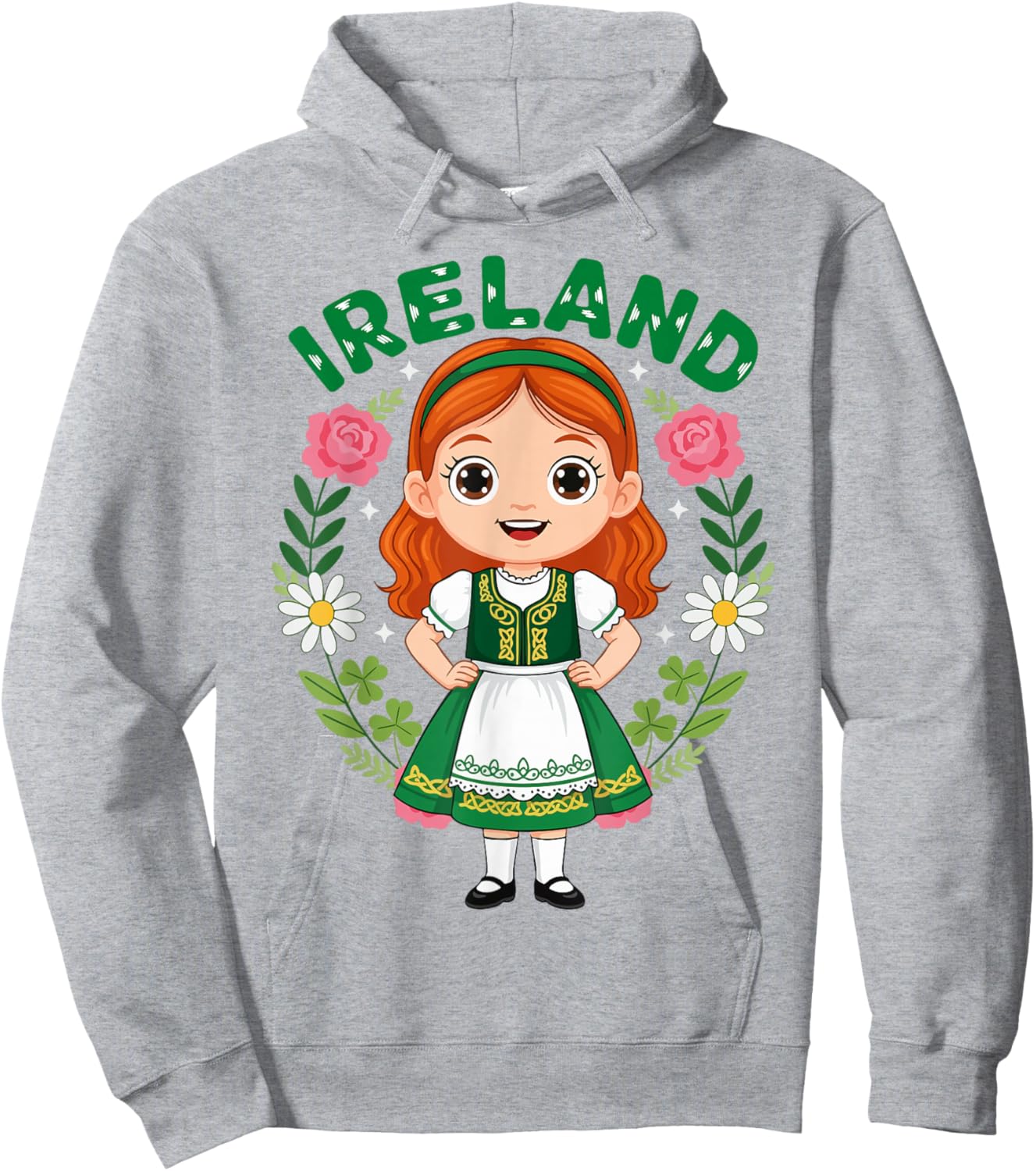 Ireland Irish Girl Traditional Dress Flowers Heritage Hoodie - Hoodie | Ash