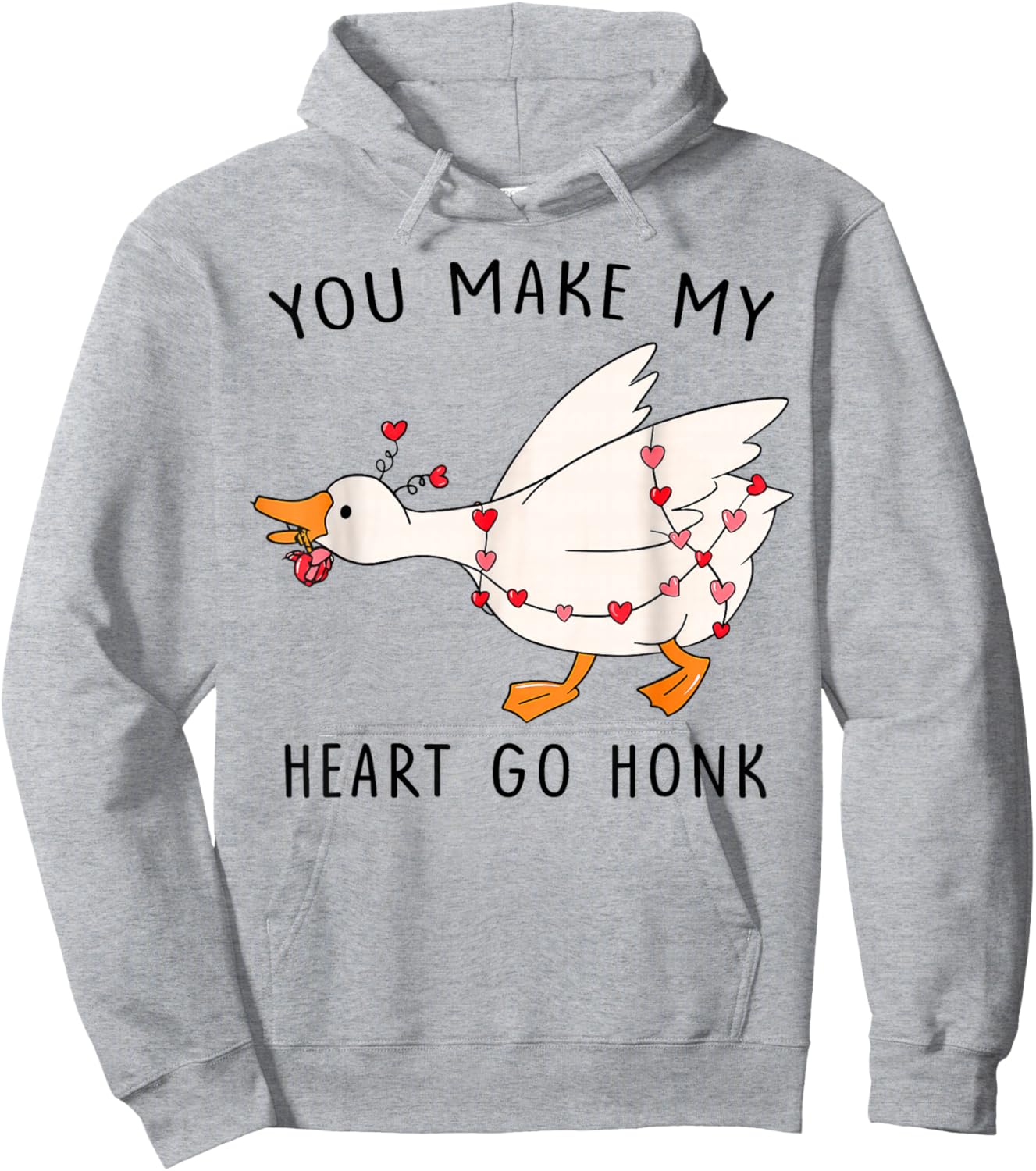 You Make My Heart Go Honk Sublimation - Valentine Goose Hoodie - Hoodie | Ash