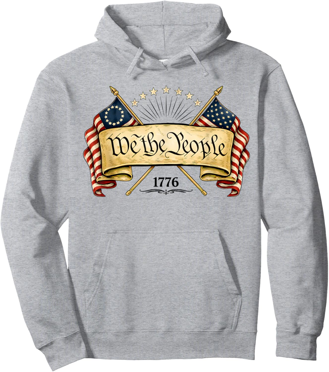 Patriotic Betsy Ross Flag 1776 2026 We The People Hoodie - Hoodie | Ash