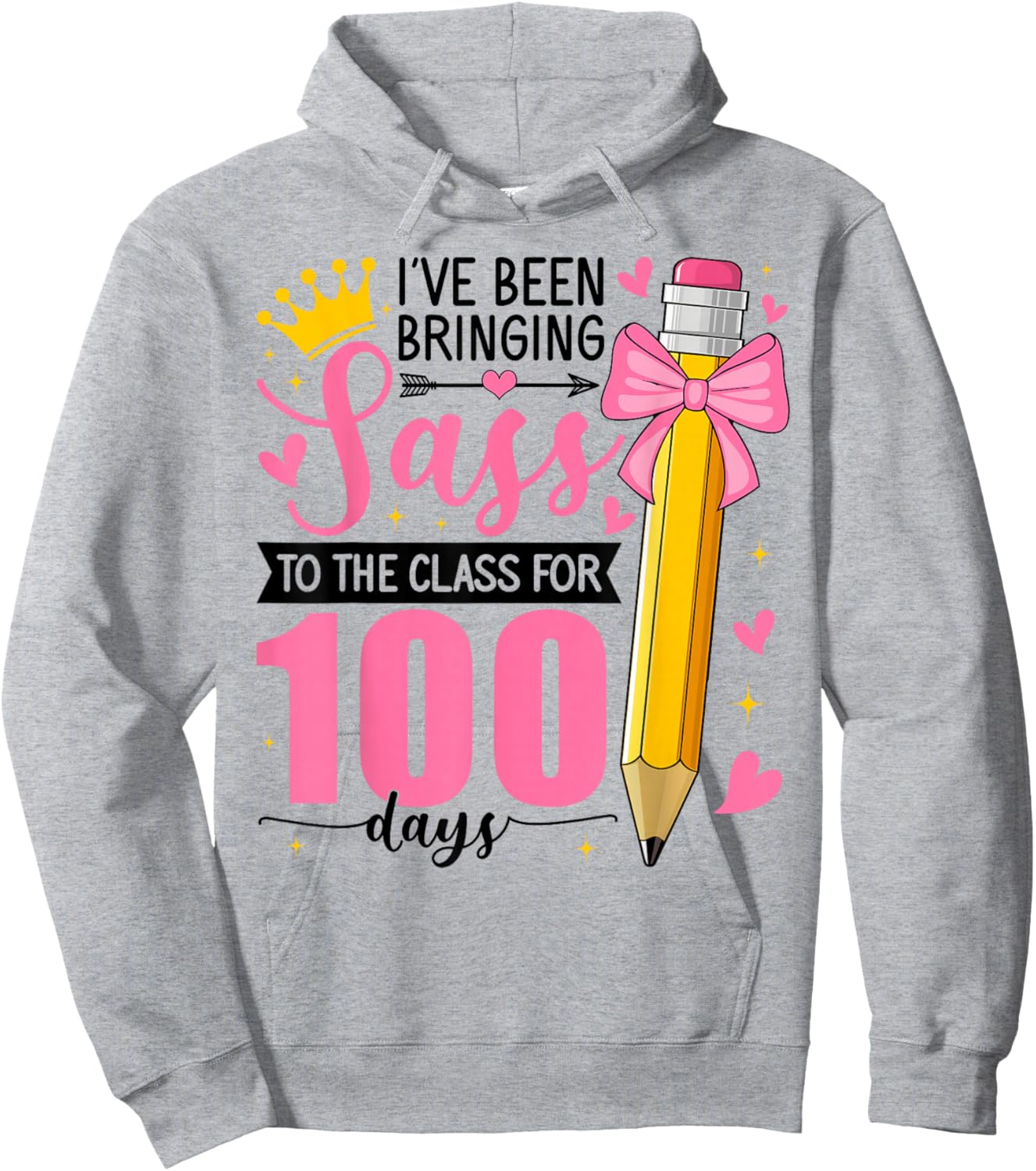 Bringing Sass to The Class for 100 Days of School Bow Girls Hoodie - Hoodie | Ash