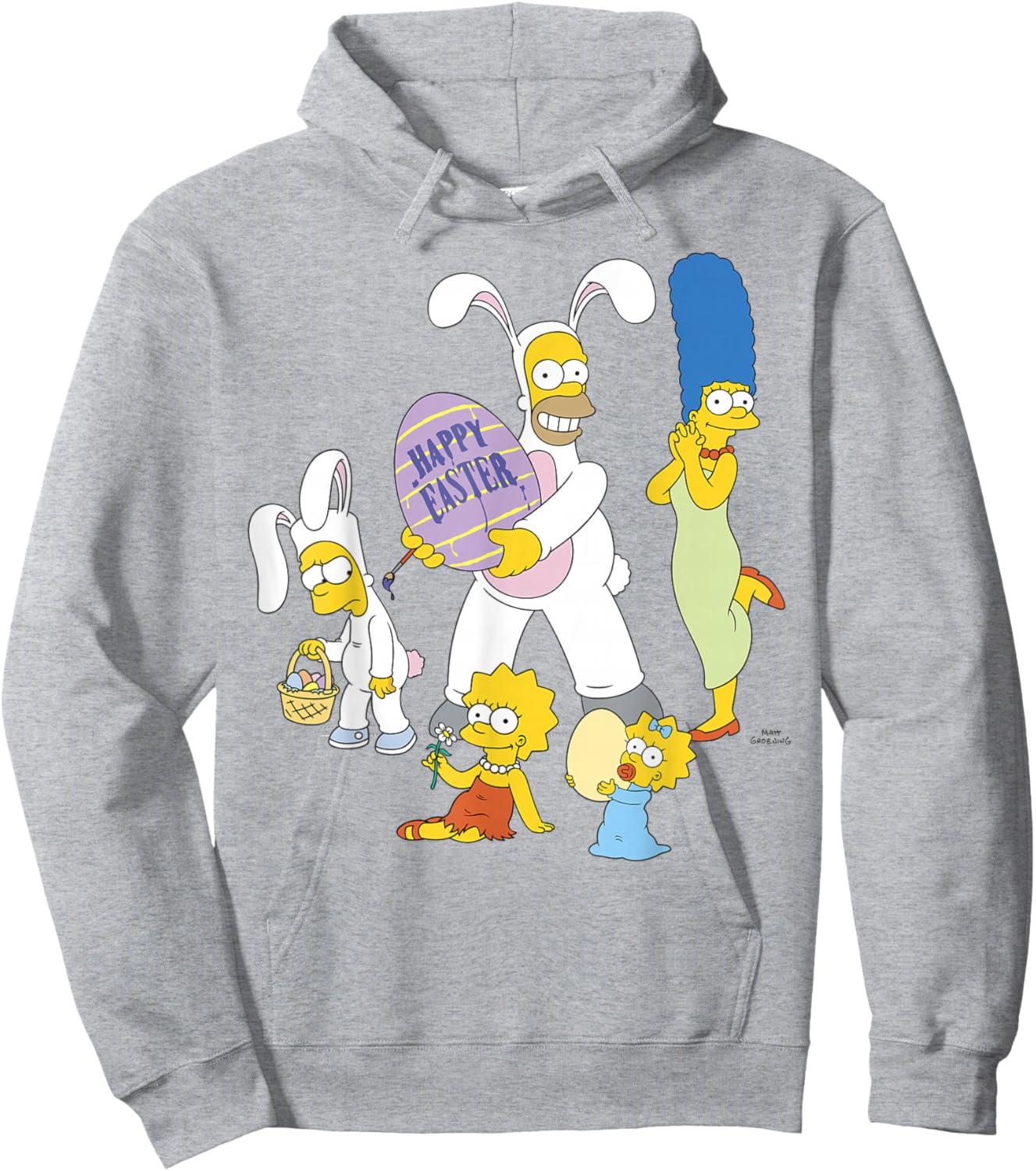 The Simpsons Happy Easter Family Wearing Bunny Costumes Hoodie - Hoodie | Ash