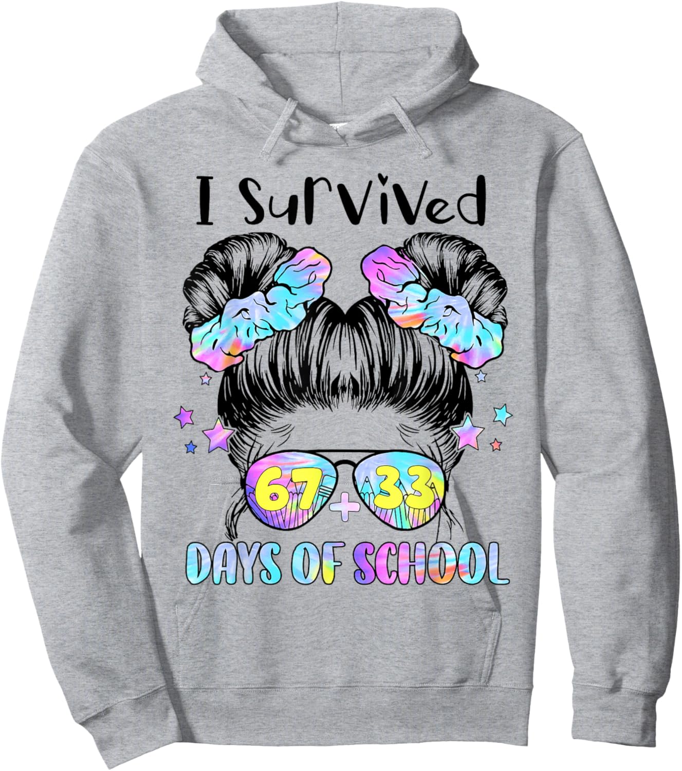 I Survived 67 33 Days of School 100th Day of School Girl Kid Hoodie - Hoodie | Ash