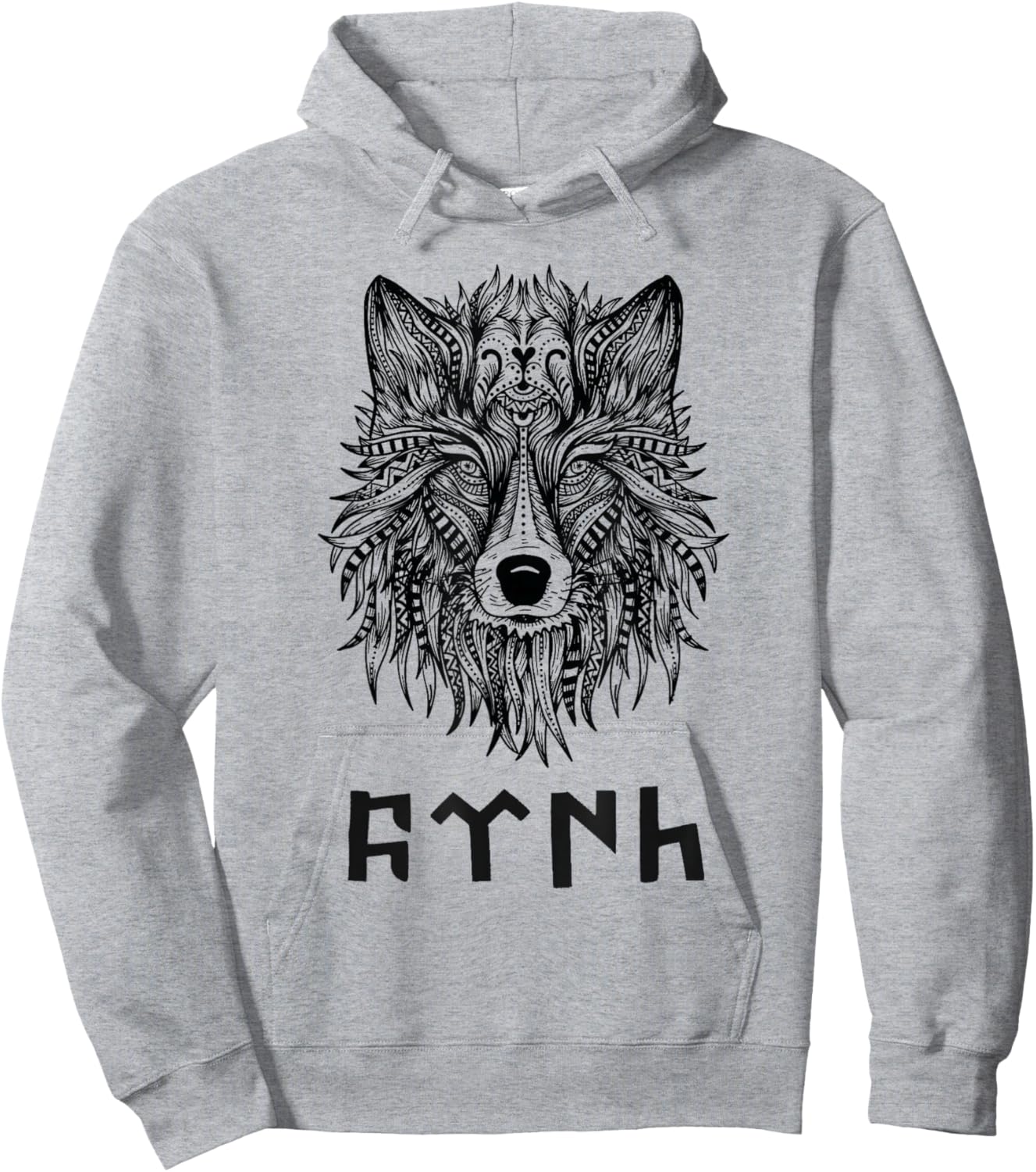 Türk Quote with Göktürk Letters & Köktürk Bozkurt Head Hoodie - Hoodie | Ash