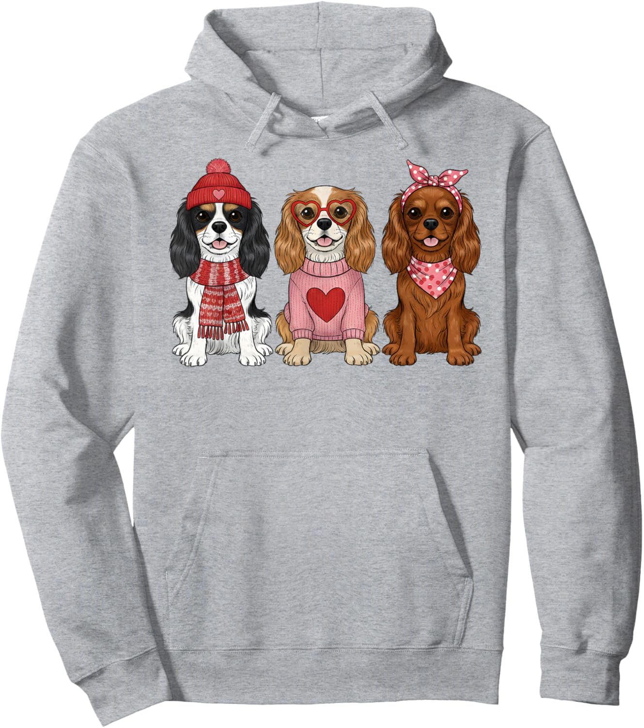 Cute Cavalier King Charles Spaniel Valentine Dog Hoodie - Hoodie | Ash