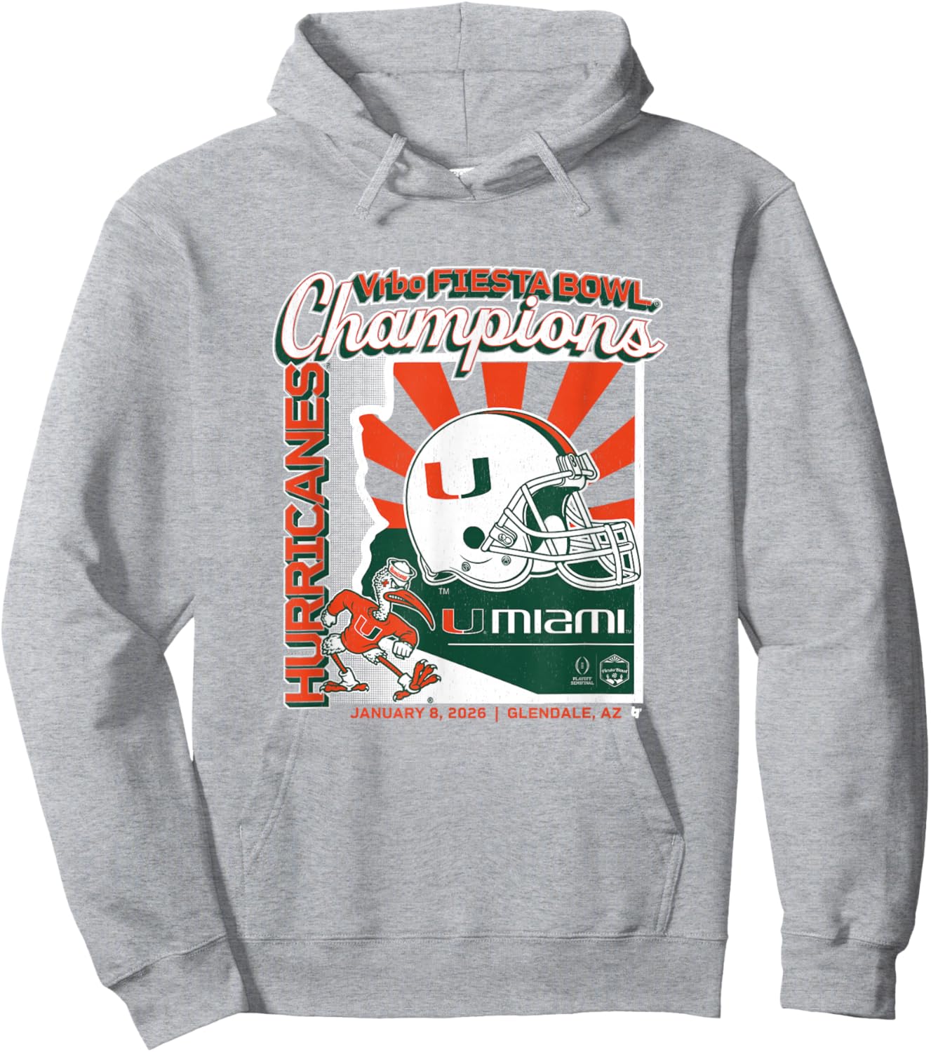 Miami Football: CFP Fiesta Bowl Champions Hoodie - Hoodie | Ash