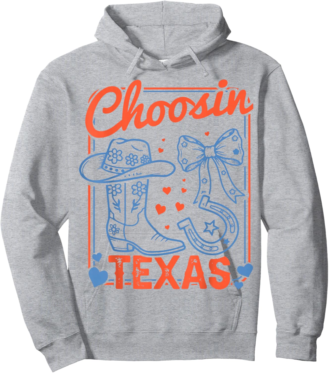 Choosin Texas , Western Cowgirl Boot Bow Hoodie - Hoodie | Ash