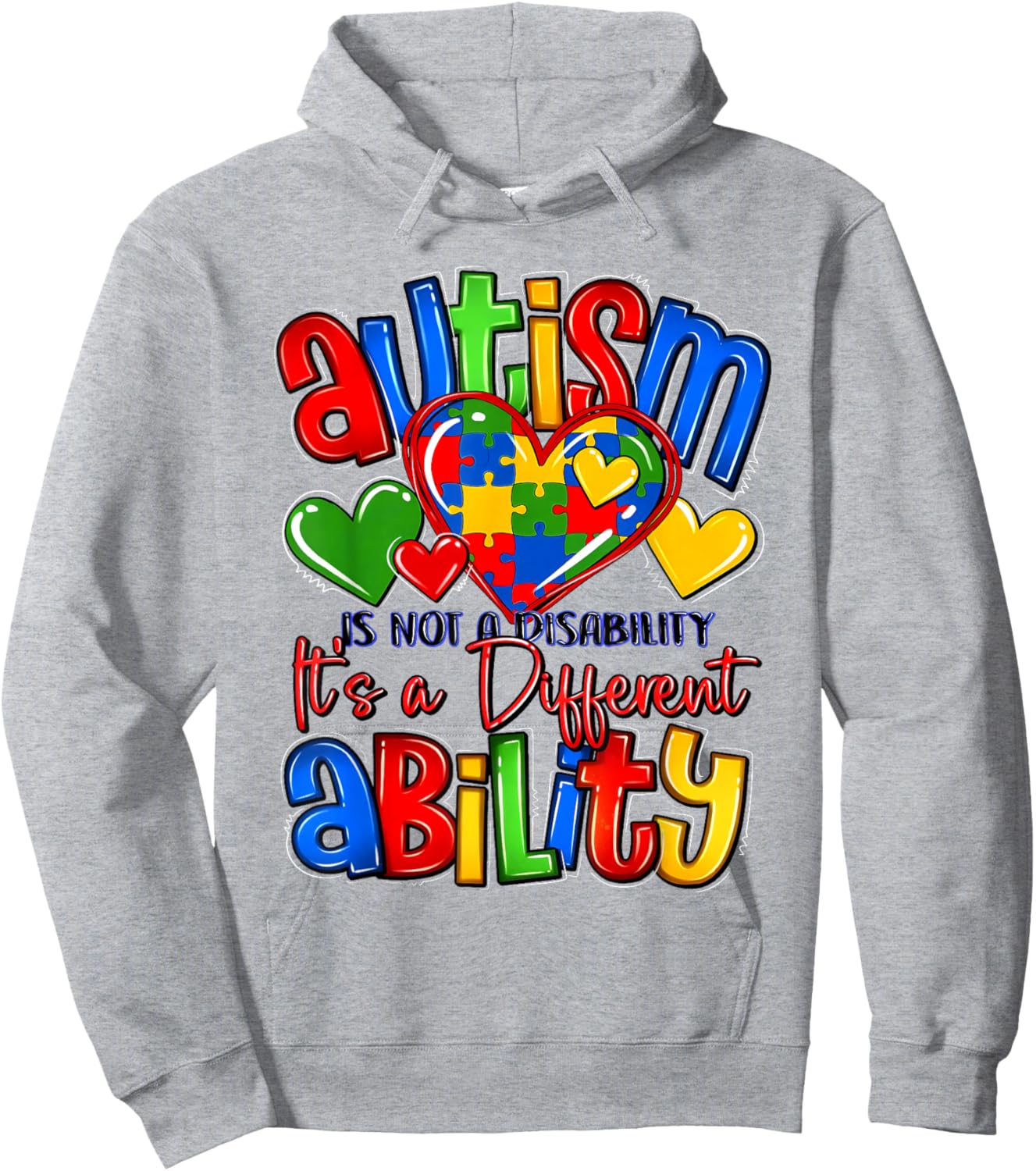 Autism is Not A Disability It's A Different Ability Puzzle Hoodie - Hoodie | Ash