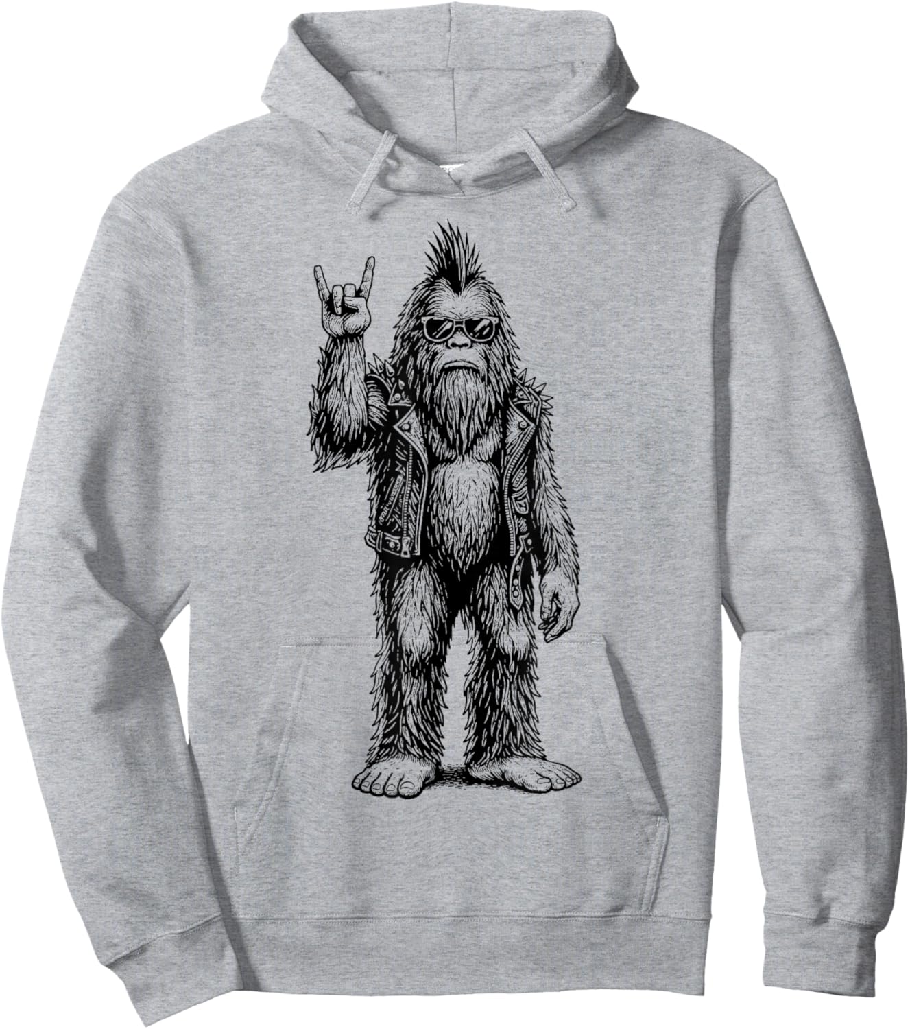 Punk Rocker Bigfoot Funny Sasquatch Rock and Roll Music Fan Hoodie - Hoodie | Ash