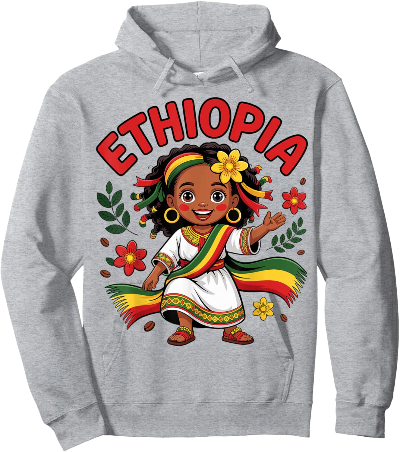 Cute Ethiopian Girl in Traditional Dress for Kids Hoodie - Hoodie | Ash