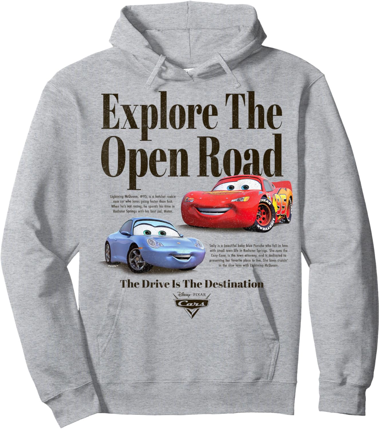 Disney Pixar Cars Explore The Open Road Sally and Lightning Hoodie - Hoodie | Ash