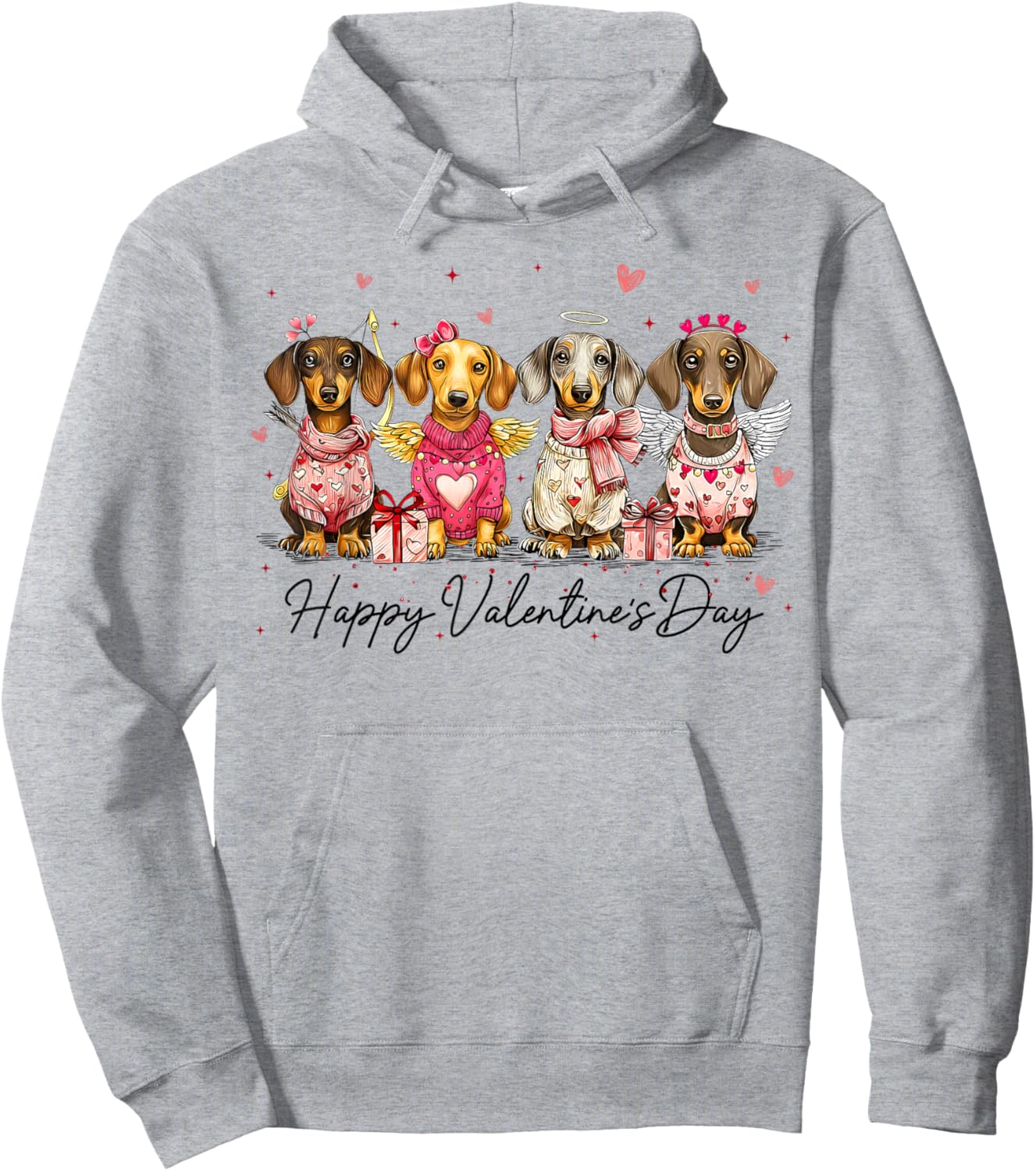Happy Valentine's Day Dachshund is My Valentine Dog Lover Hoodie - Hoodie | Ash