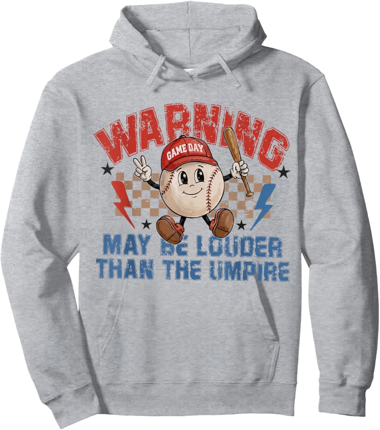 Vintage May Be Louder Than The Umpire Funny Baseball Season Hoodie - Hoodie | Ash