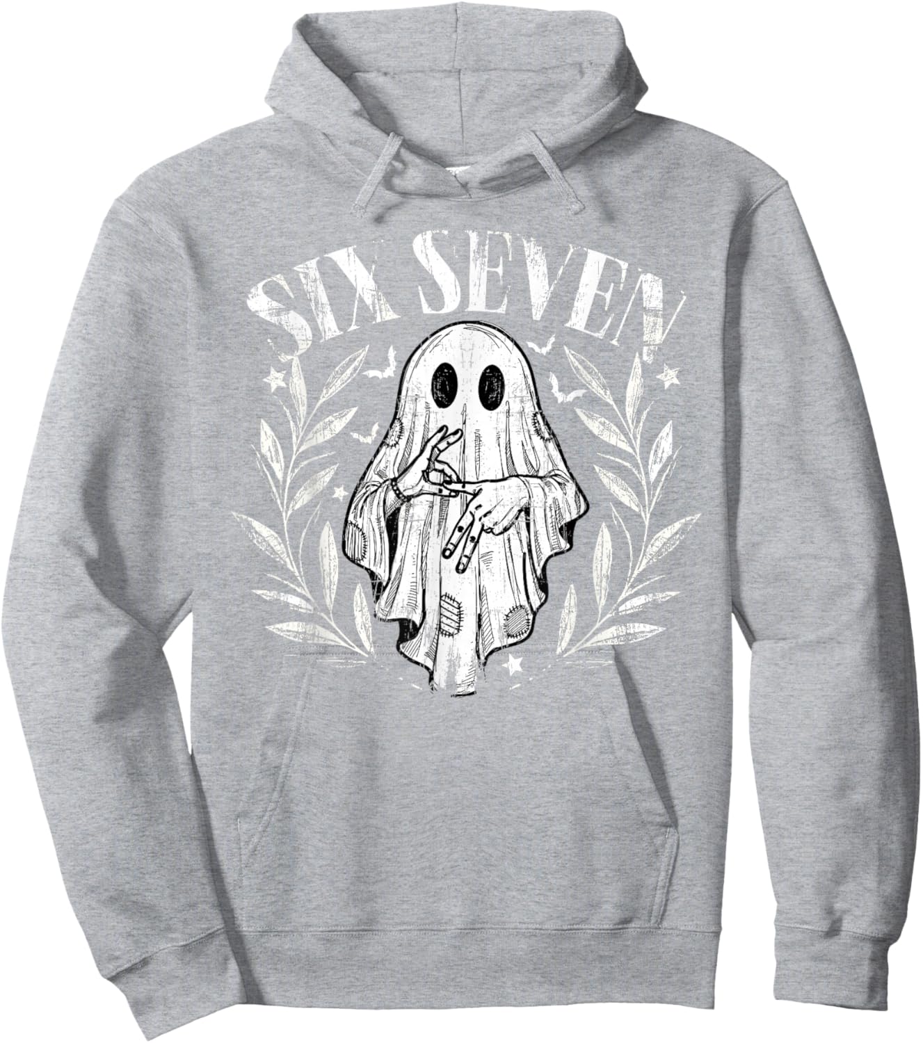 Fun Six Seven Meme 6 7 Halloween Ghost Costume Hoodie - Hoodie | Ash