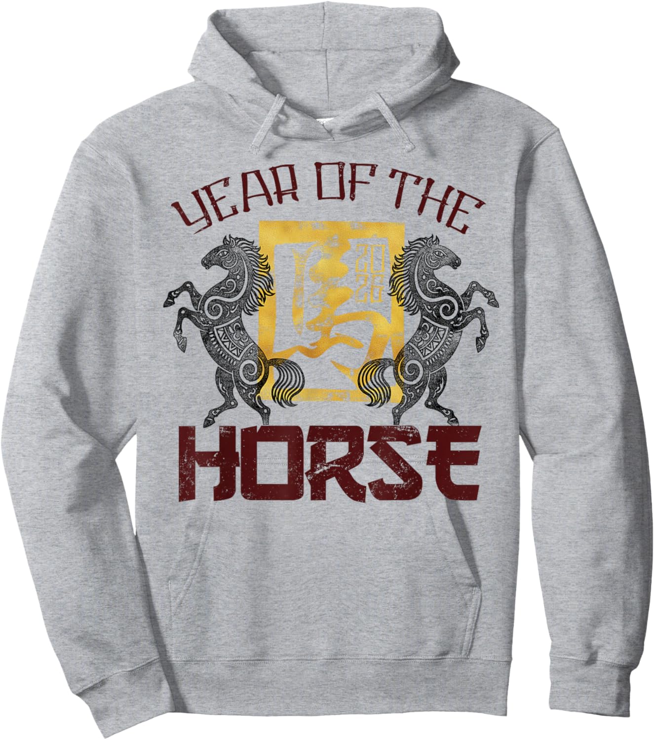 2026 Year of The Horse Chinese Zodiac Chinese New Year Hoodie - Hoodie | Ash