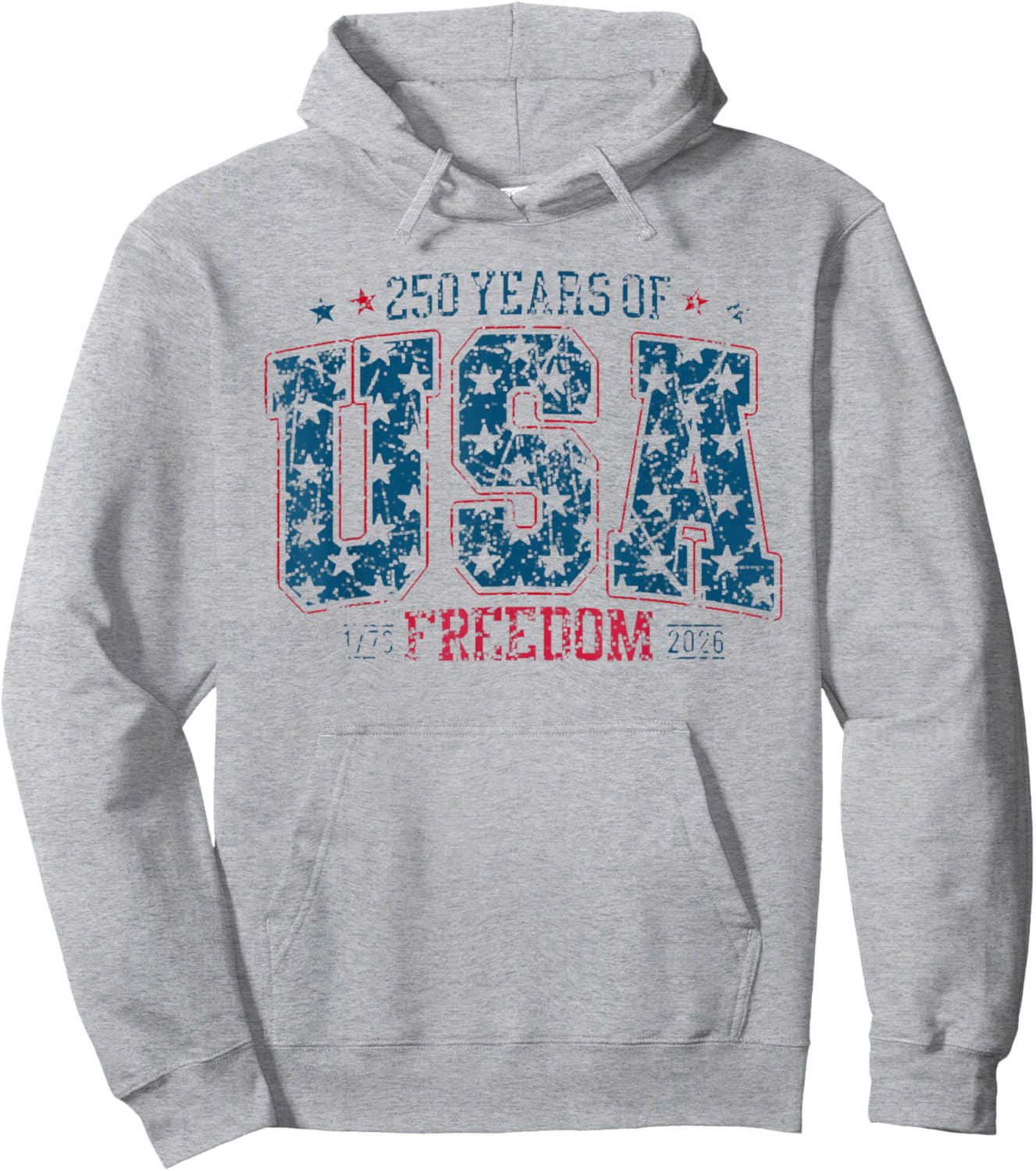 USA Patriotic 4th of July 2026 250 Years Freedom 1776-2026 Hoodie - Hoodie | Ash