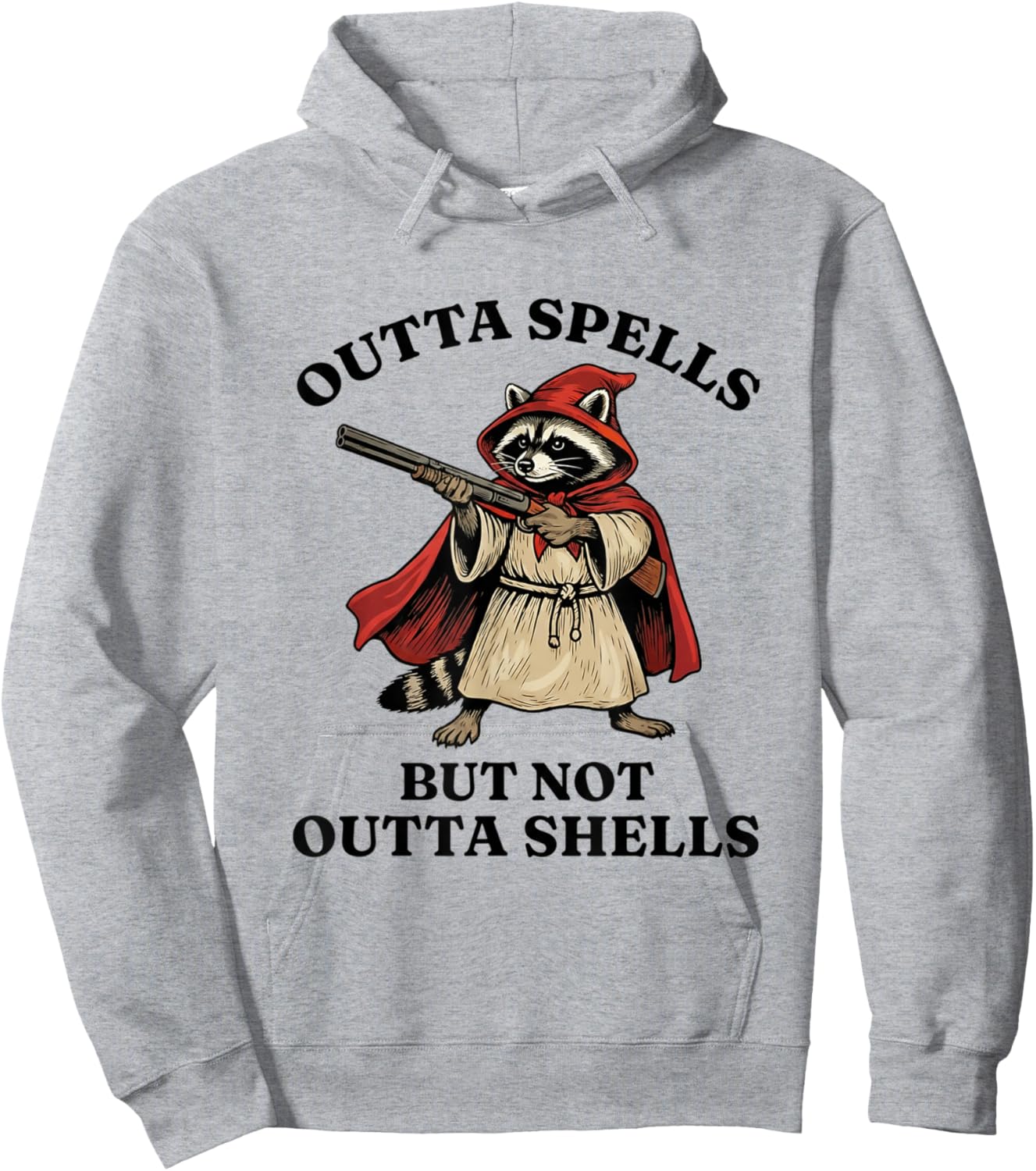 Raccoon Outta Spells But Not Outta Shells Wizard Funny Meme Hoodie - Hoodie | Ash