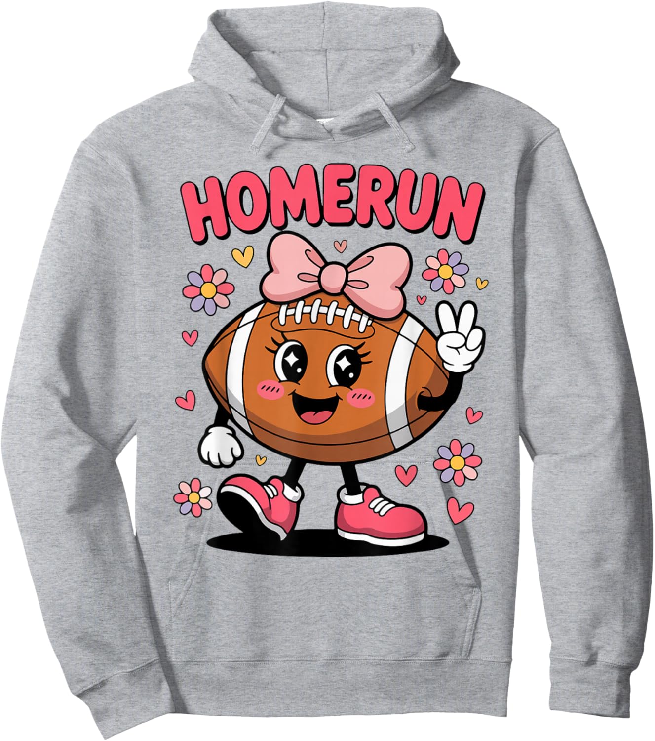 Youth Homerun Football Coquette Bow Football Sister Toddler Hoodie - Hoodie | Ash