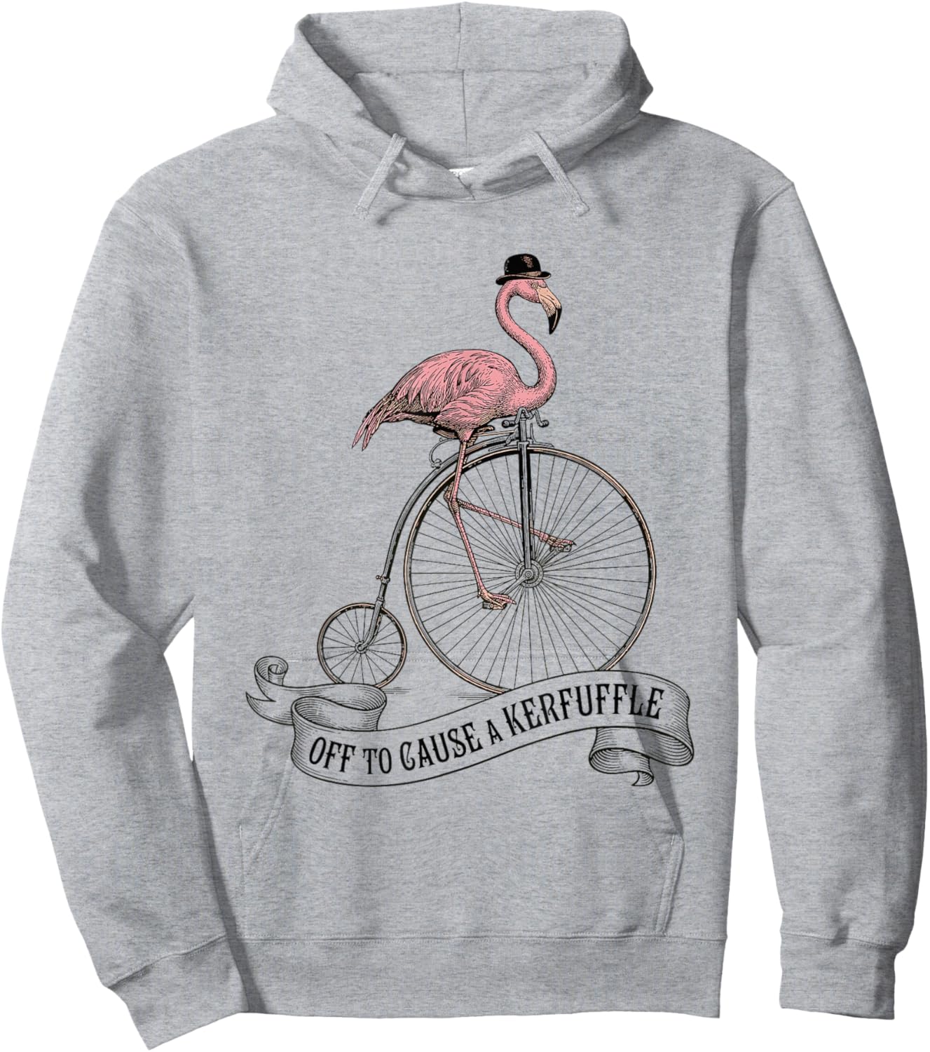 Off to Cause A Kerfuffle Flamingo Funny Birds Vintage Retro Hoodie - Hoodie | Ash