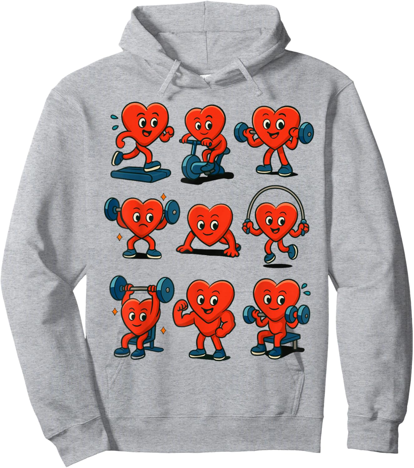 Heart Fitness Collection Gym Workout Weightlifting Valentine Hoodie - Hoodie | Ash